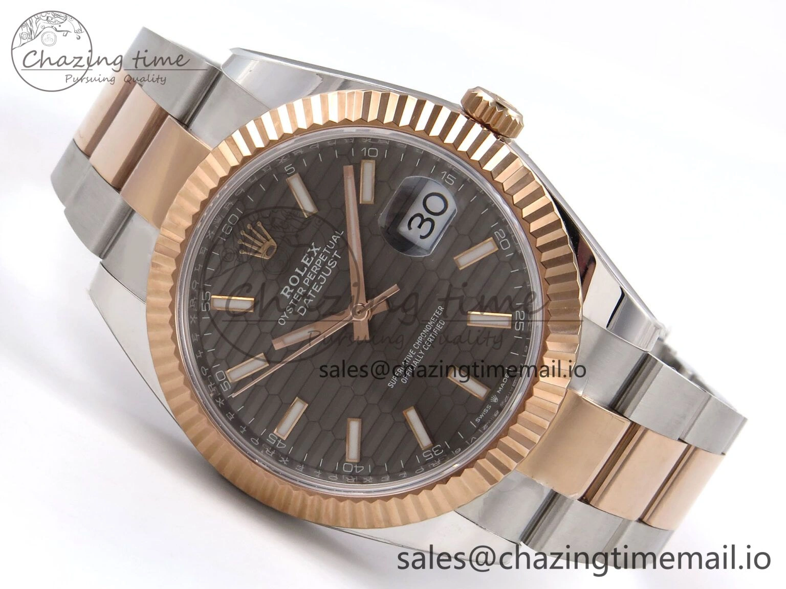 Trendy DateJust 41 126331 ARF 1:1 Best Edition 904L Steel Gray Textured Dial on SS RG Oyster Bracelet SH3235（Gain Weight） 1098