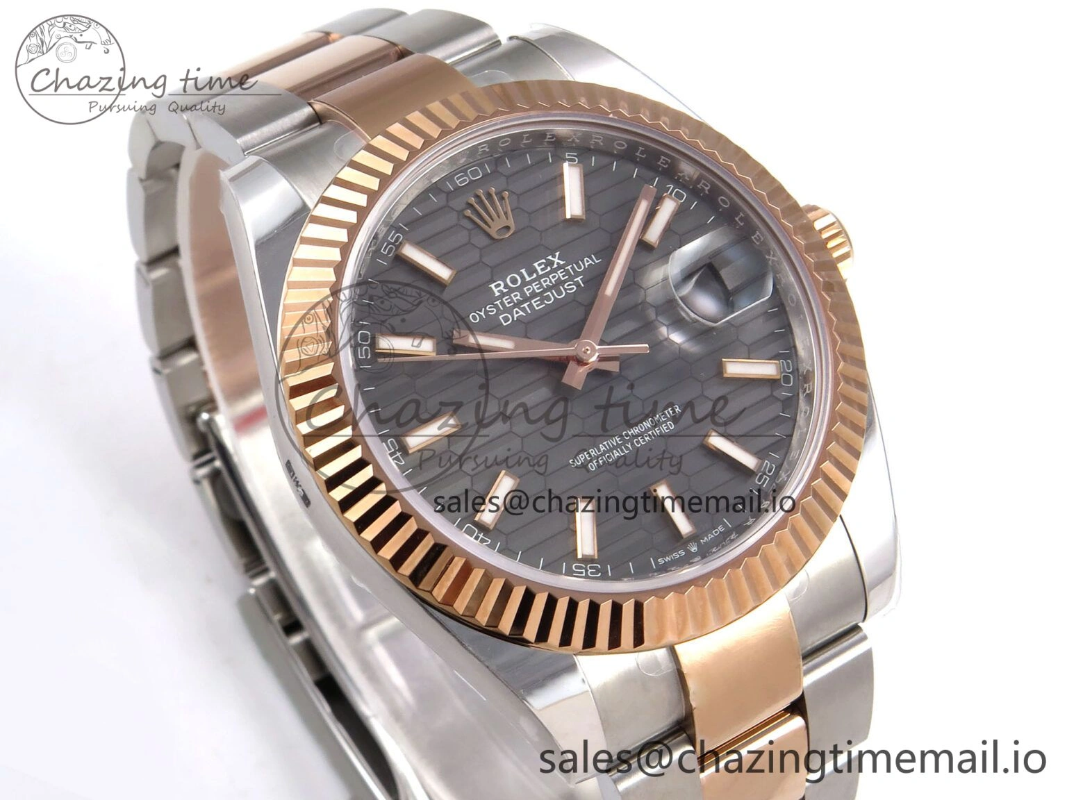 Trendy DateJust 41 126331 ARF 1:1 Best Edition 904L Steel Gray Textured Dial on SS RG Oyster Bracelet SH3235（Gain Weight） 1098