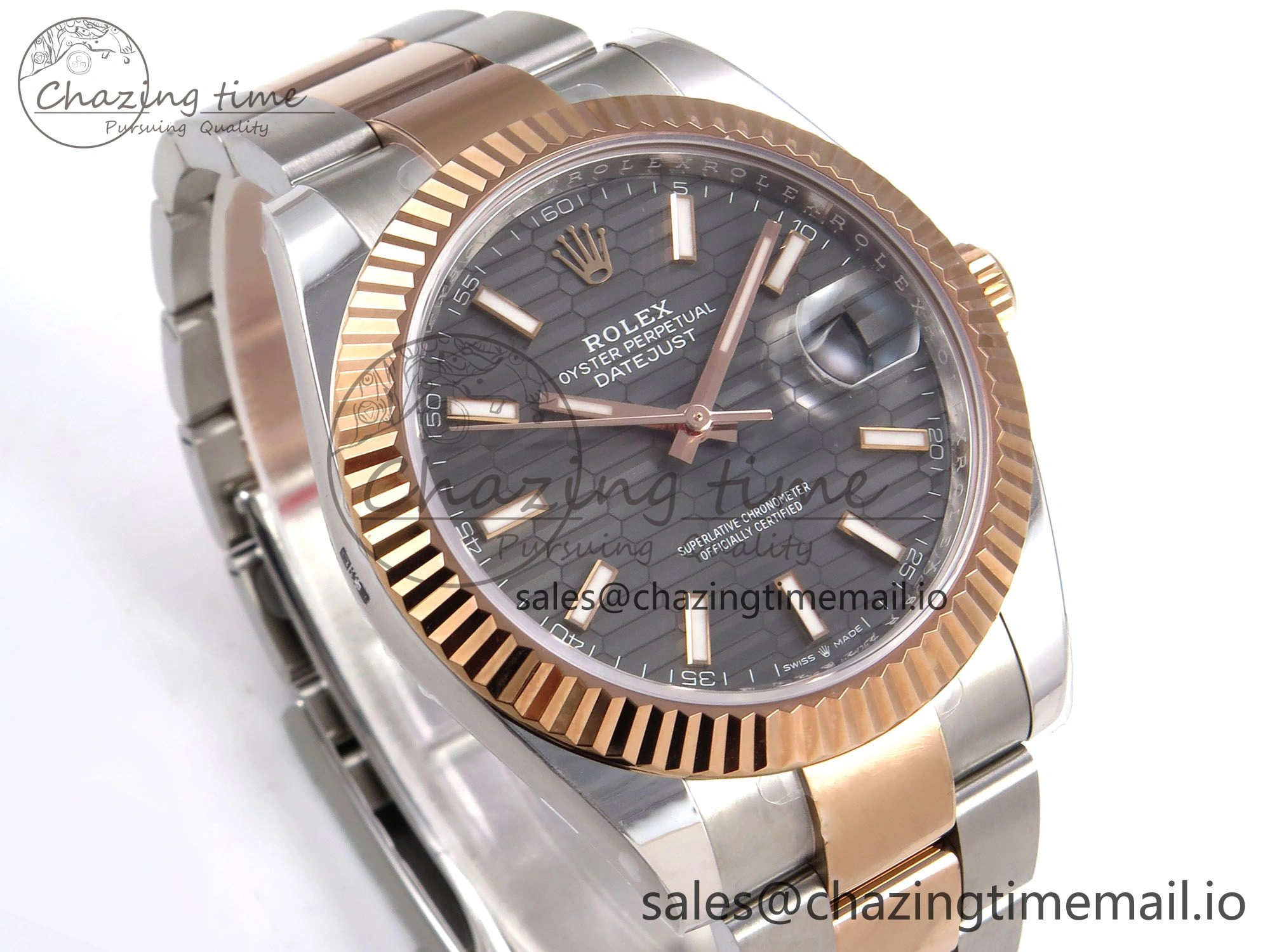 Trendy DateJust 41 126331 ARF 1:1 Best Edition 904L Steel Gray Textured Dial on SS RG Oyster Bracelet SH3235（Gain Weight） 1098
