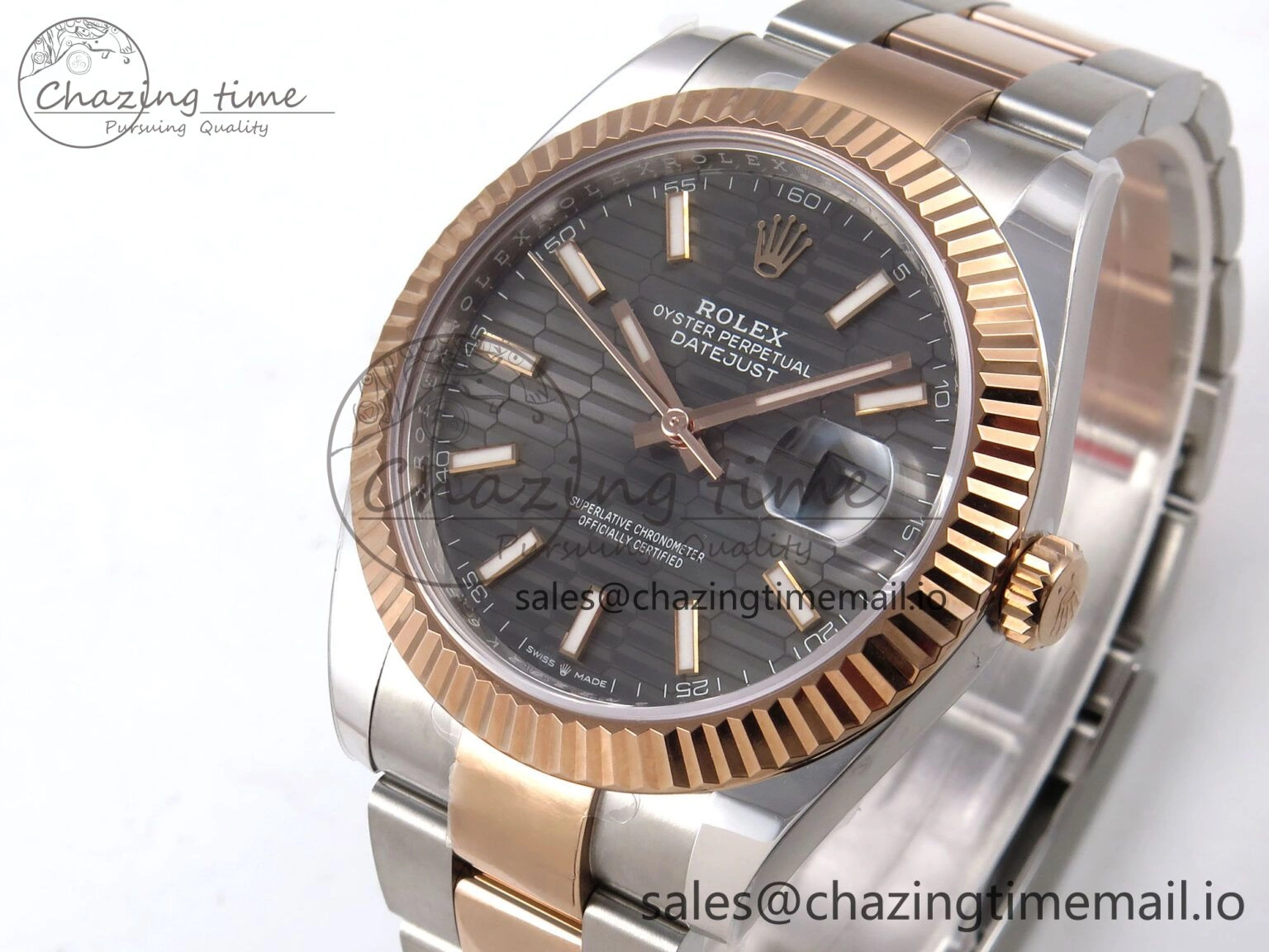 Trendy DateJust 41 126331 ARF 1:1 Best Edition 904L Steel Gray Textured Dial on SS RG Oyster Bracelet SH3235（Gain Weight） 1098