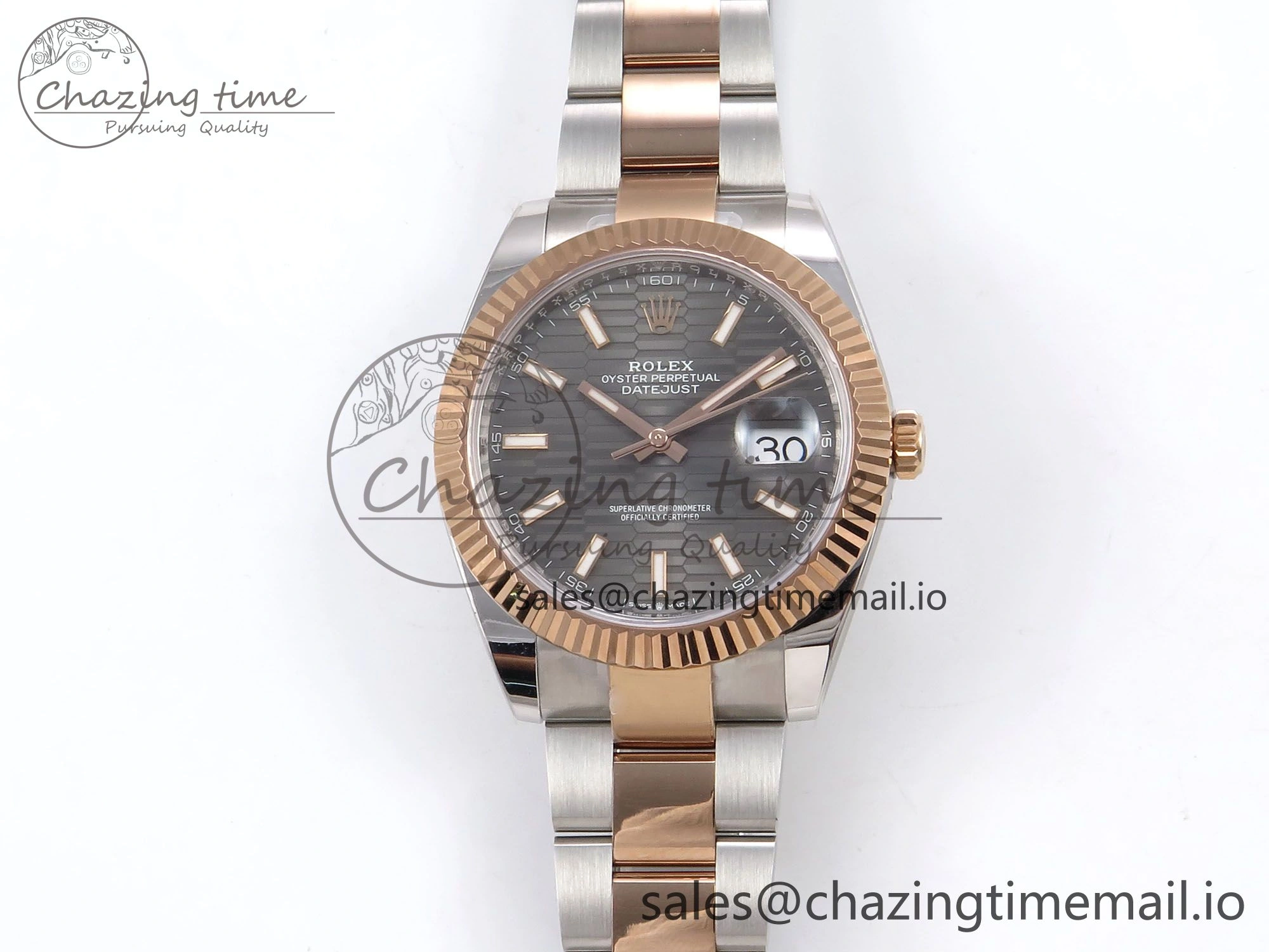Trendy DateJust 41 126331 ARF 1:1 Best Edition 904L Steel Gray Textured Dial on SS RG Oyster Bracelet SH3235（Gain Weight） 1098
