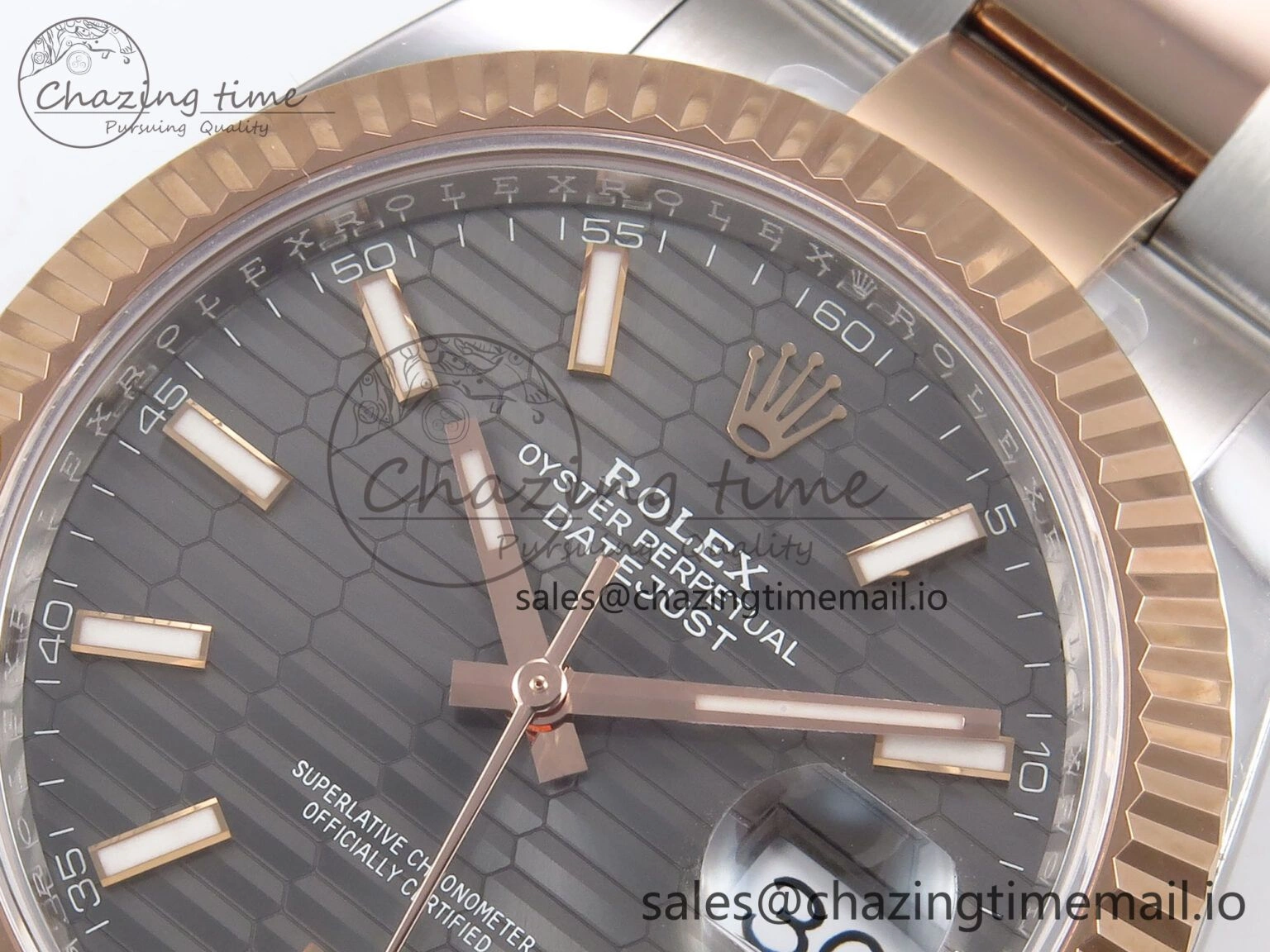 Trendy DateJust 41 126331 ARF 1:1 Best Edition 904L Steel Gray Textured Dial on SS RG Oyster Bracelet SH3235（Gain Weight） 1098