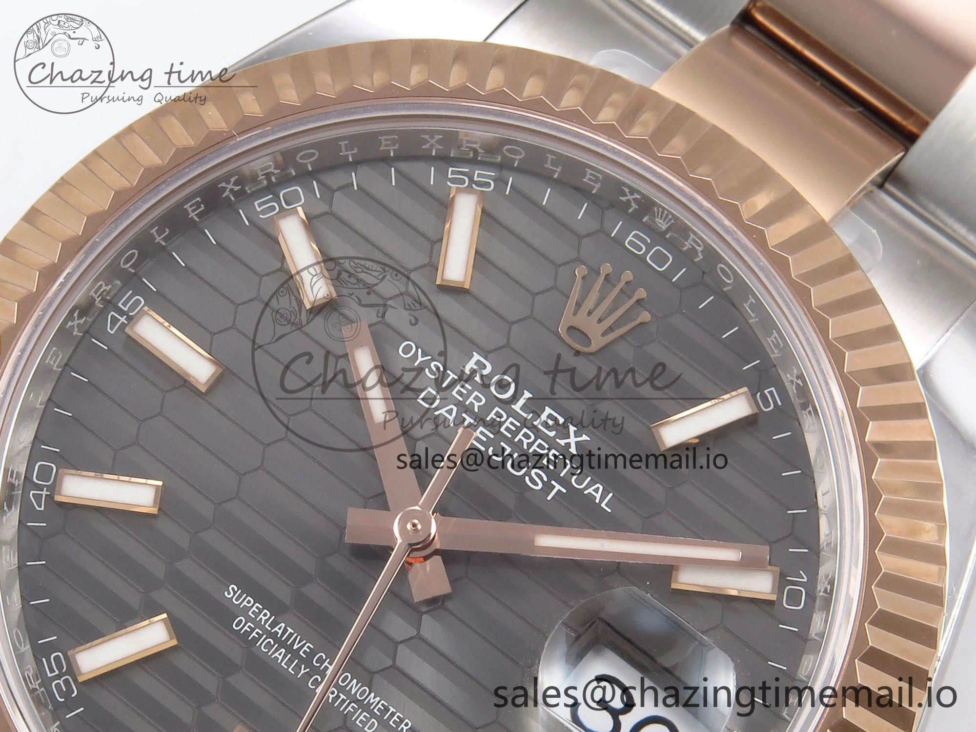 Trendy DateJust 41 126331 ARF 1:1 Best Edition 904L Steel Gray Textured Dial on SS RG Oyster Bracelet SH3235（Gain Weight） 1098