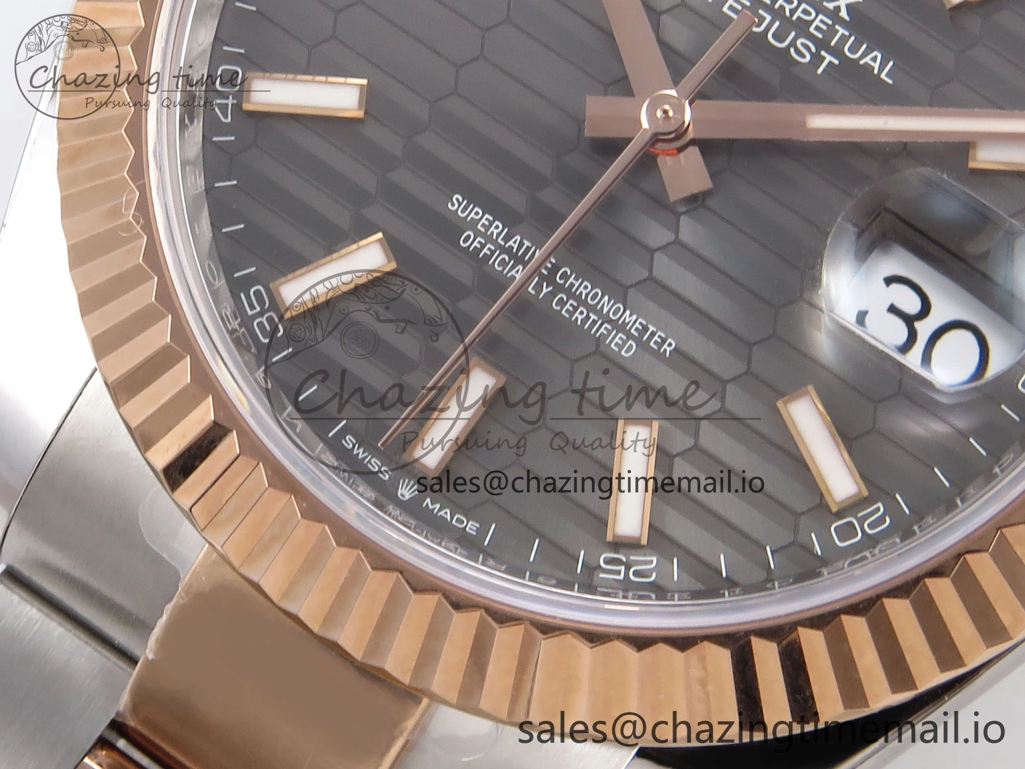 Trendy DateJust 41 126331 ARF 1:1 Best Edition 904L Steel Gray Textured Dial on SS RG Oyster Bracelet SH3235（Gain Weight） 1098