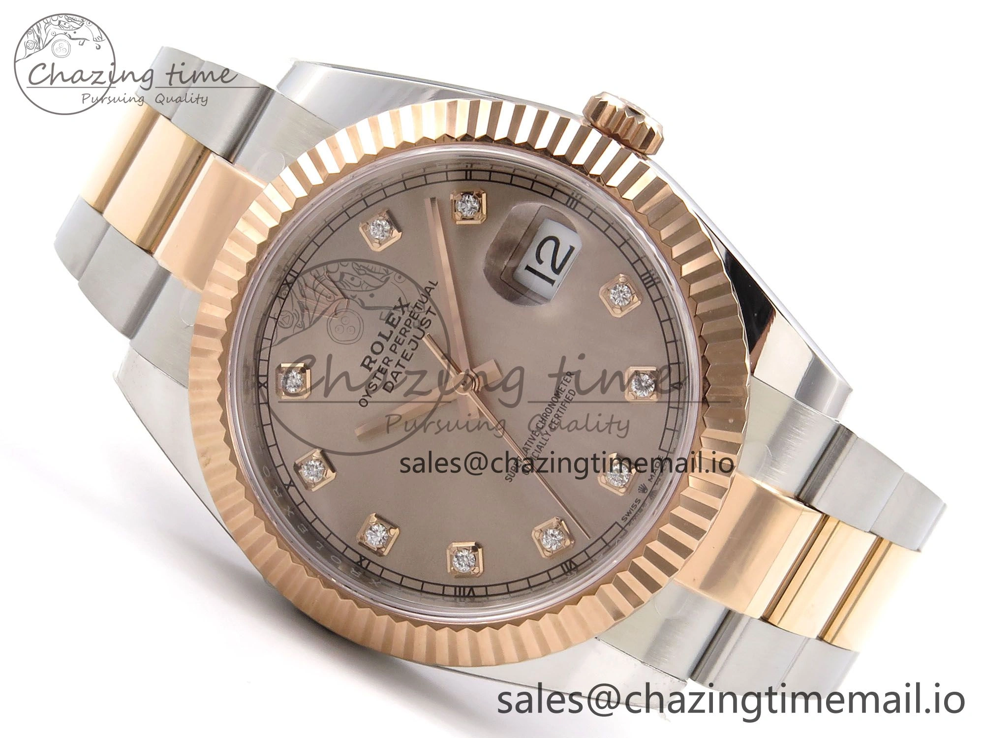 DateJust 41 126331 ARF 1:1 Best Edition 904L Steel RG Diamonds Dial on SS RG Oyster Bracelet SH3235（Gain Weight） Durable 1094