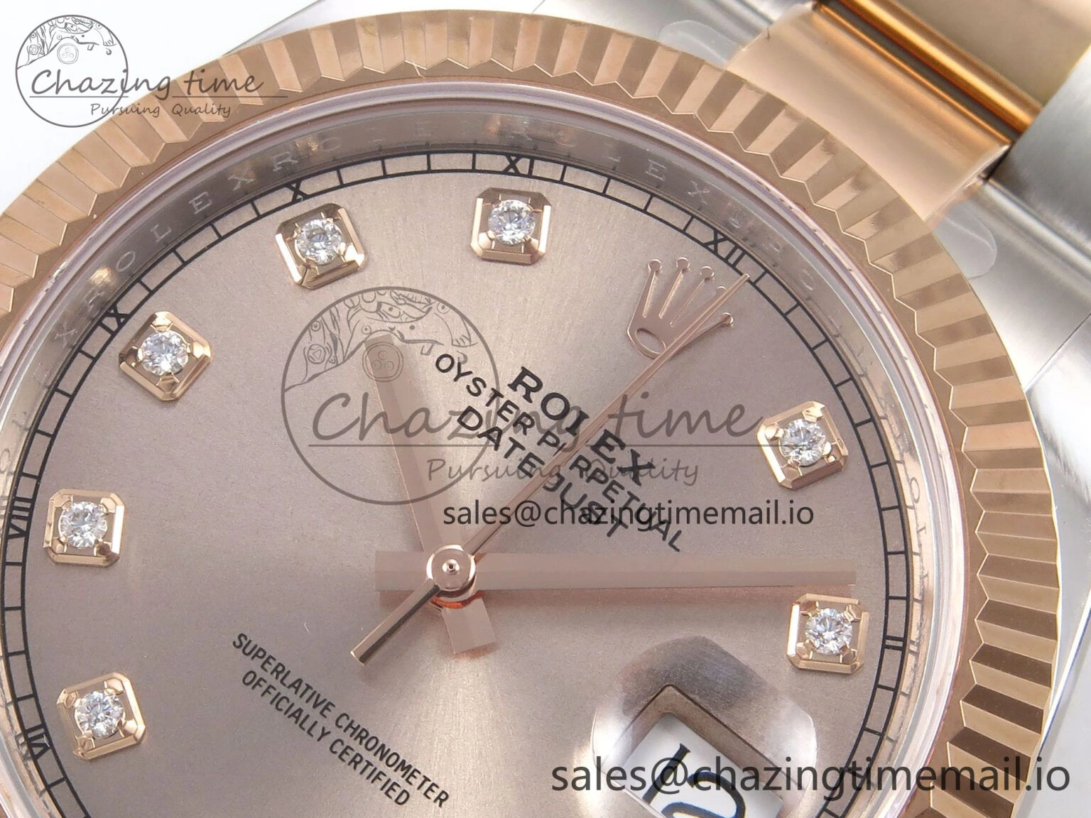 DateJust 41 126331 ARF 1:1 Best Edition 904L Steel RG Diamonds Dial on SS RG Oyster Bracelet SH3235（Gain Weight） Durable 1094