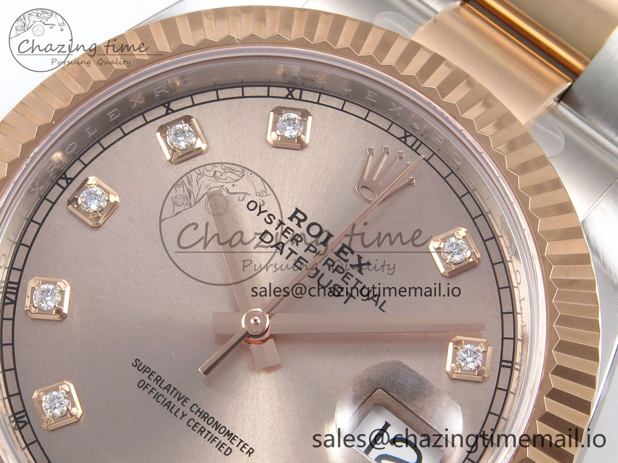 DateJust 41 126331 ARF 1:1 Best Edition 904L Steel RG Diamonds Dial on SS RG Oyster Bracelet SH3235（Gain Weight） Durable 1094