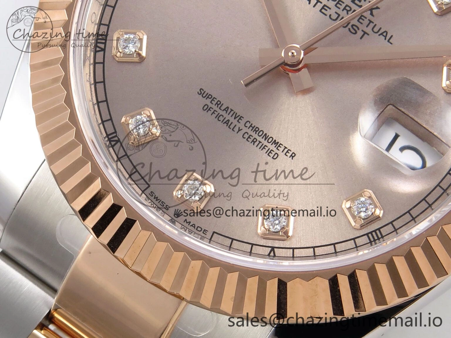 DateJust 41 126331 ARF 1:1 Best Edition 904L Steel RG Diamonds Dial on SS RG Oyster Bracelet SH3235（Gain Weight） Durable 1094