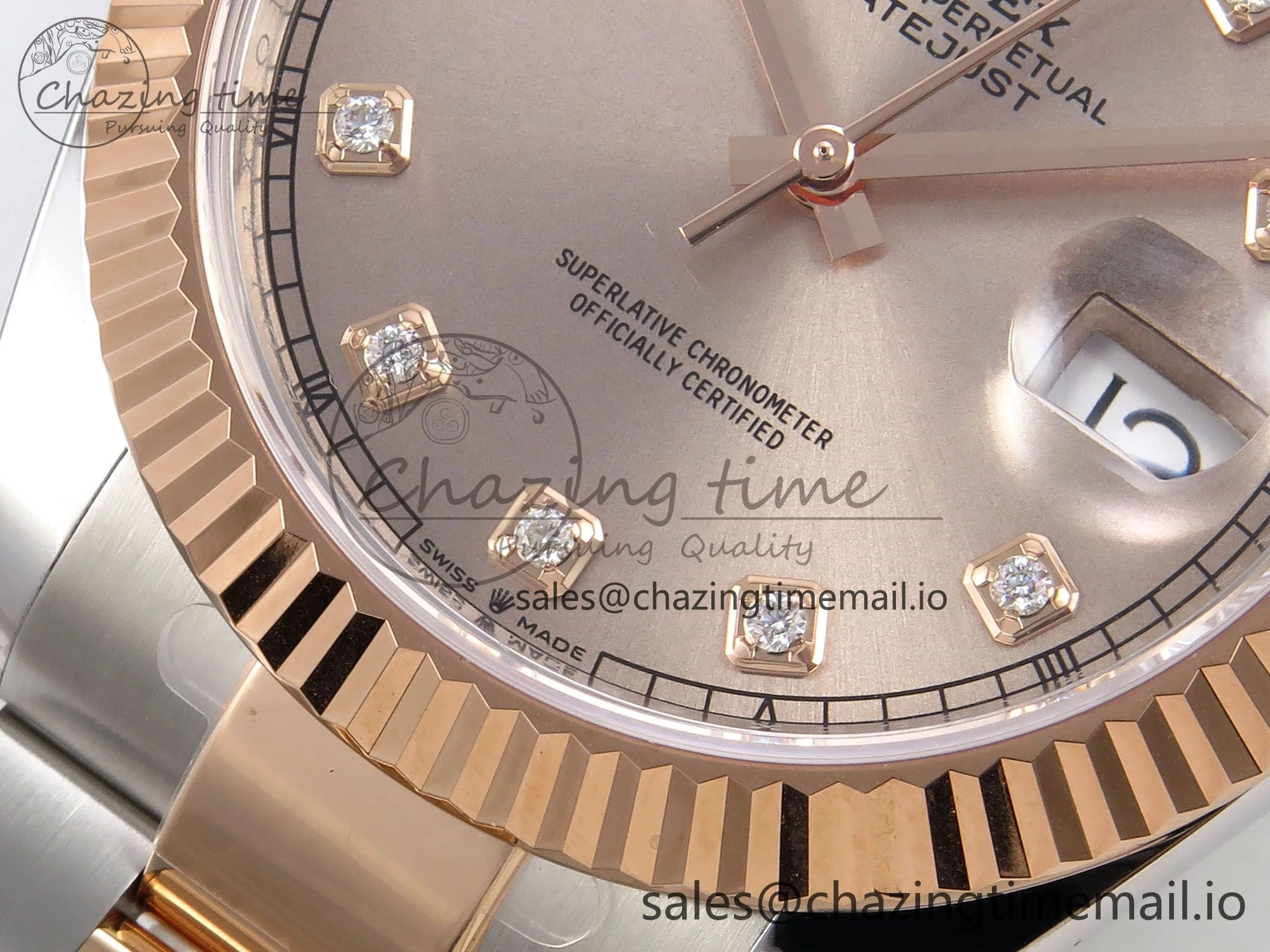 DateJust 41 126331 ARF 1:1 Best Edition 904L Steel RG Diamonds Dial on SS RG Oyster Bracelet SH3235（Gain Weight） Durable 1094