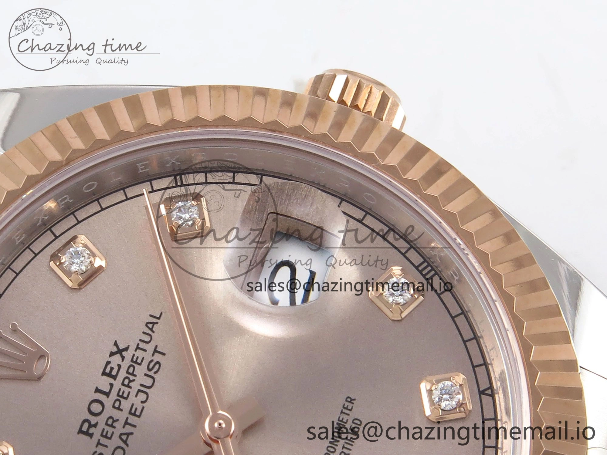 DateJust 41 126331 ARF 1:1 Best Edition 904L Steel RG Diamonds Dial on SS RG Oyster Bracelet SH3235（Gain Weight） Durable 1094