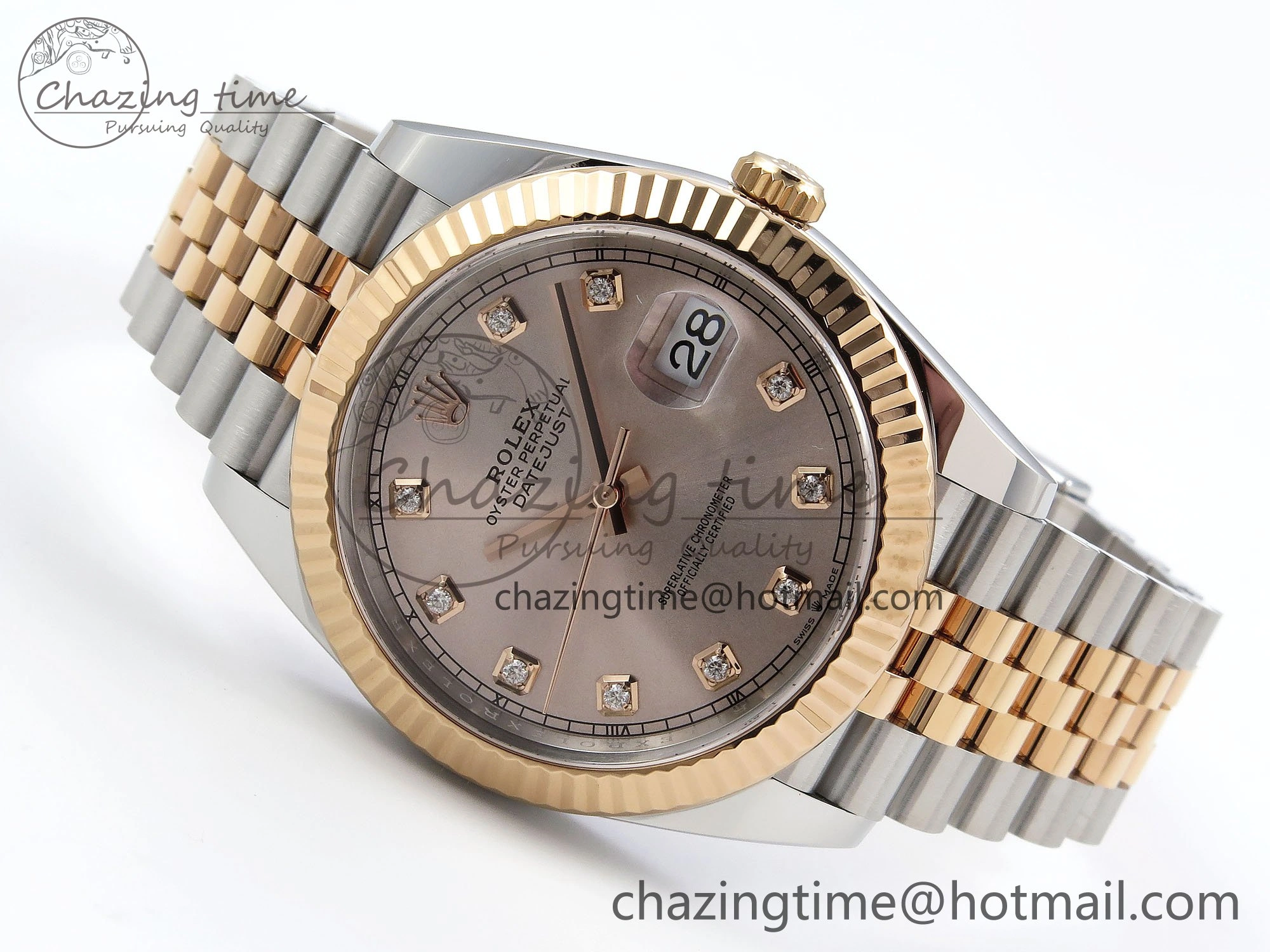 DateJust 41 126331 Clean 1:1 Best Edition 904L Steel RG Diamonds Dial on SS RG Jubilee Bracelet VR OnTrend 1581