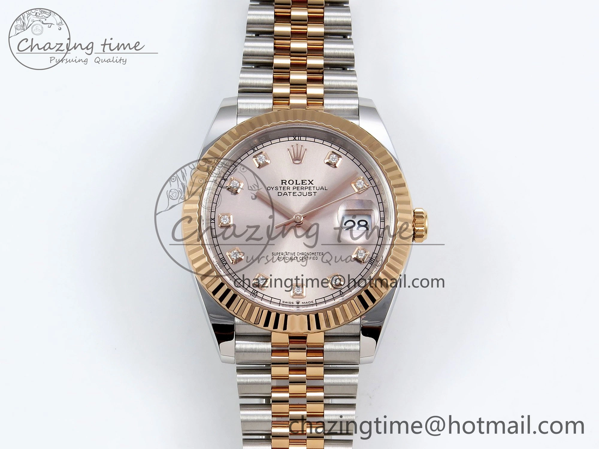 DateJust 41 126331 Clean 1:1 Best Edition 904L Steel RG Diamonds Dial on SS RG Jubilee Bracelet VR OnTrend 1581