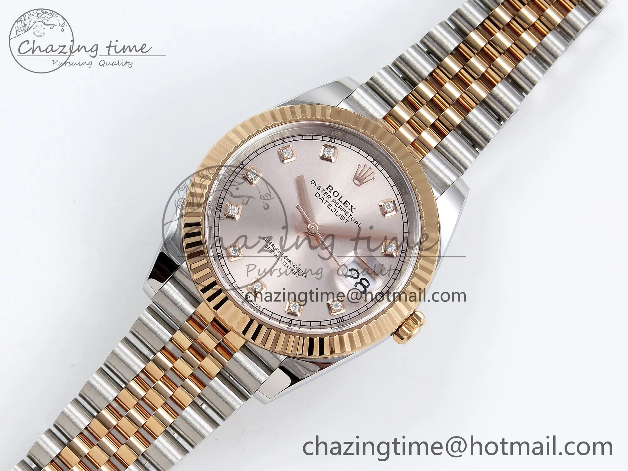 DateJust 41 126331 Clean 1:1 Best Edition 904L Steel RG Diamonds Dial on SS RG Jubilee Bracelet VR OnTrend 1581