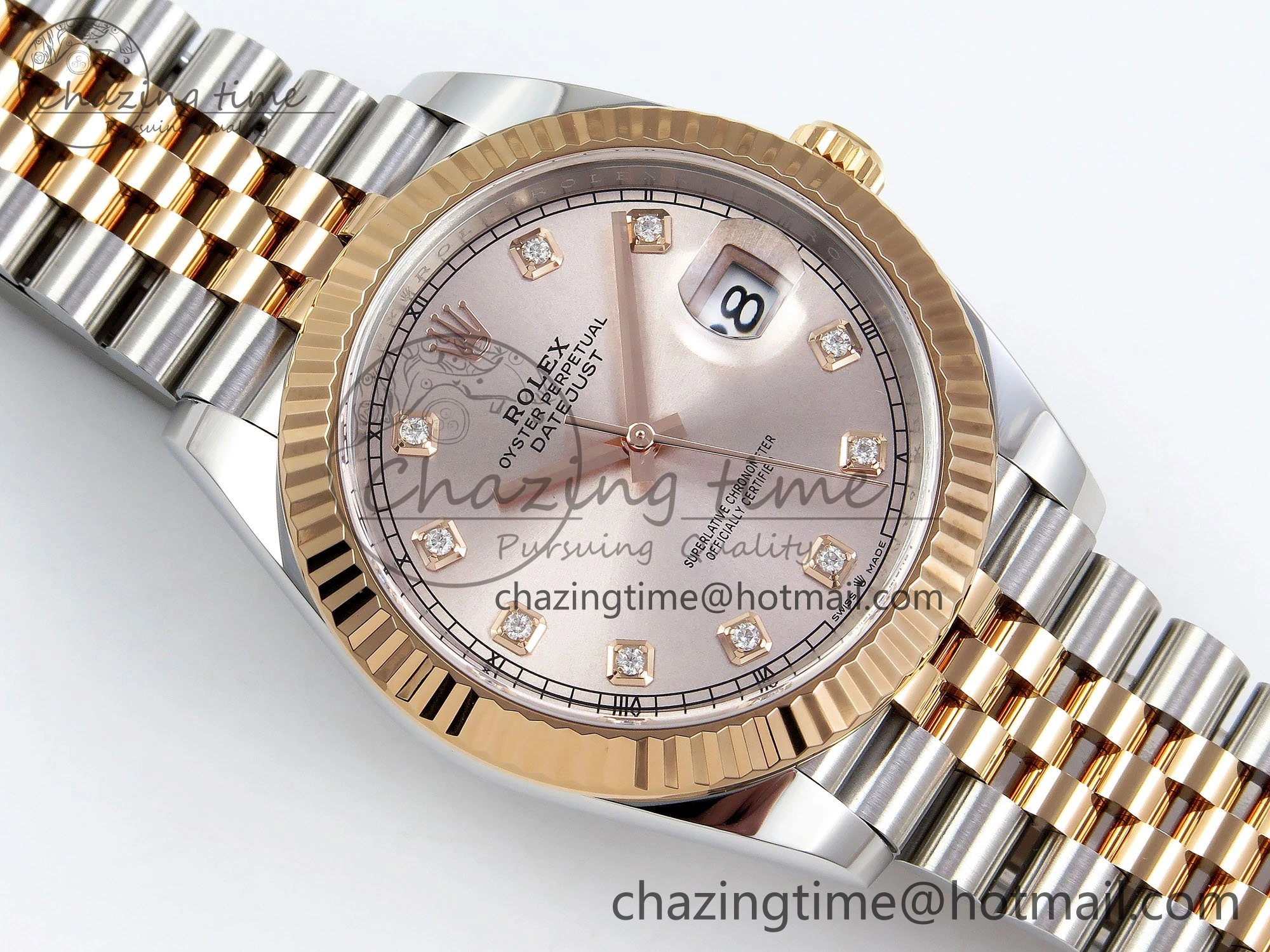 DateJust 41 126331 Clean 1:1 Best Edition 904L Steel RG Diamonds Dial on SS RG Jubilee Bracelet VR OnTrend 1581