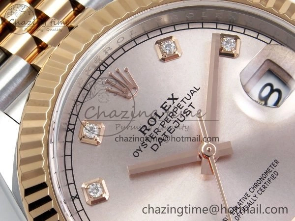 DateJust 41 126331 Clean 1:1 Best Edition 904L Steel RG Diamonds Dial on SS RG Jubilee Bracelet VR OnTrend 1581