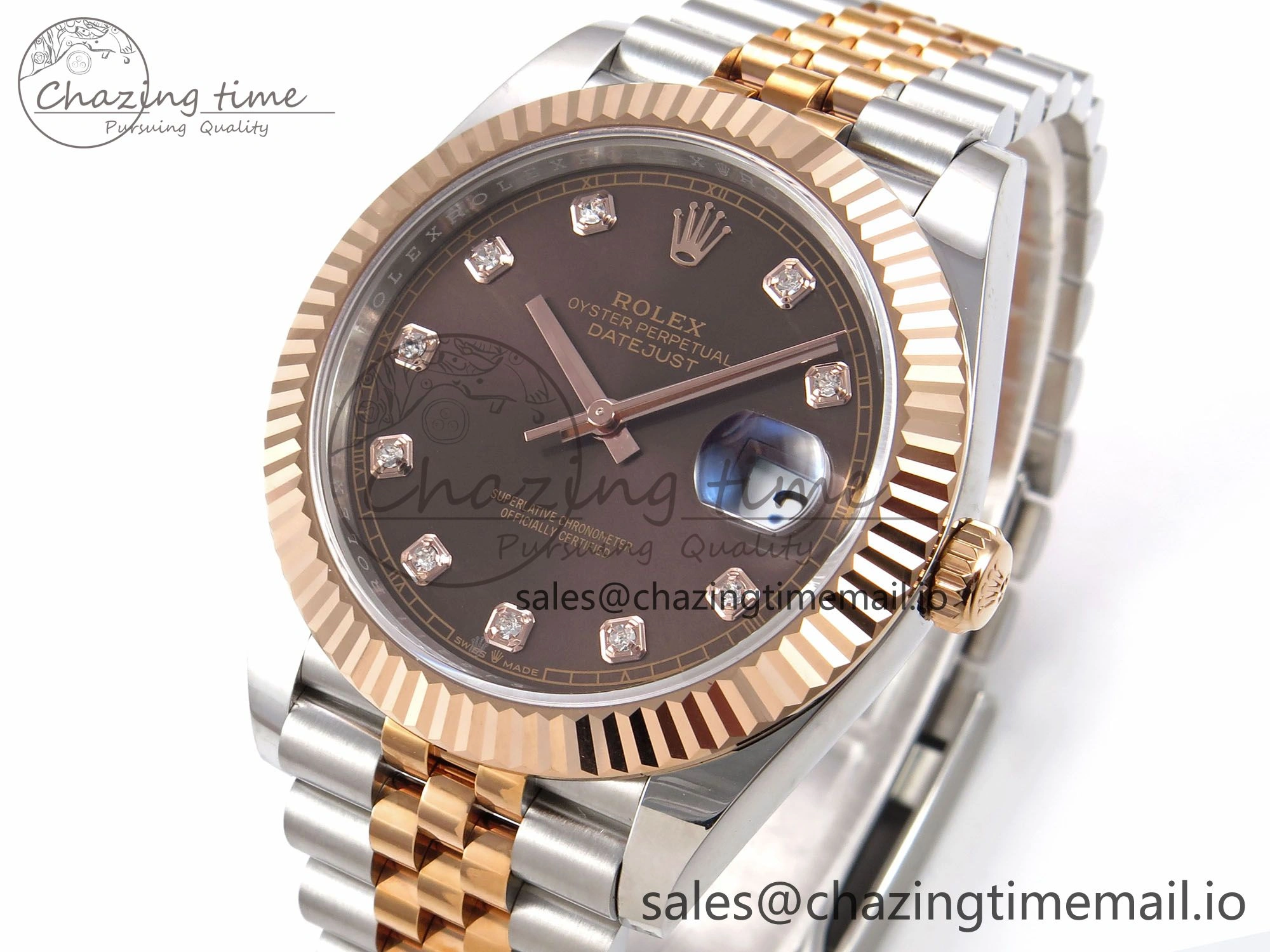 DateJust 41 126331 EWEF Best Edition Brown Diamonds Dial on SS RG Jubilee Bracelet A ModernLook 996