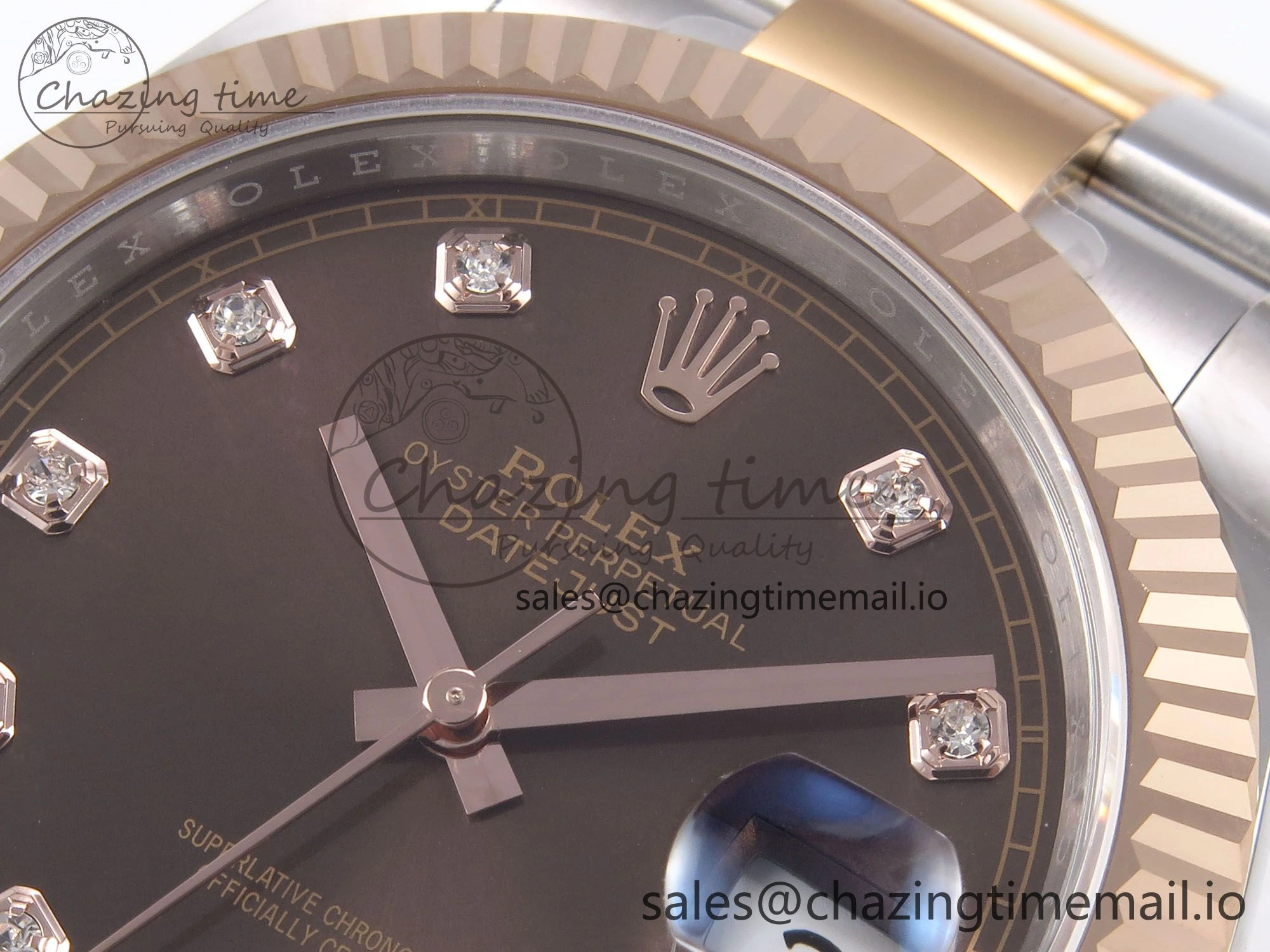 FastDry DateJust 41 126331 EWEF Best Edition Brown Diamonds Dial on SS RG Oyster Bracelet A 980
