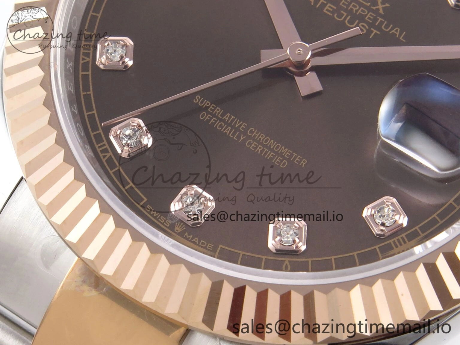 FastDry DateJust 41 126331 EWEF Best Edition Brown Diamonds Dial on SS RG Oyster Bracelet A 980