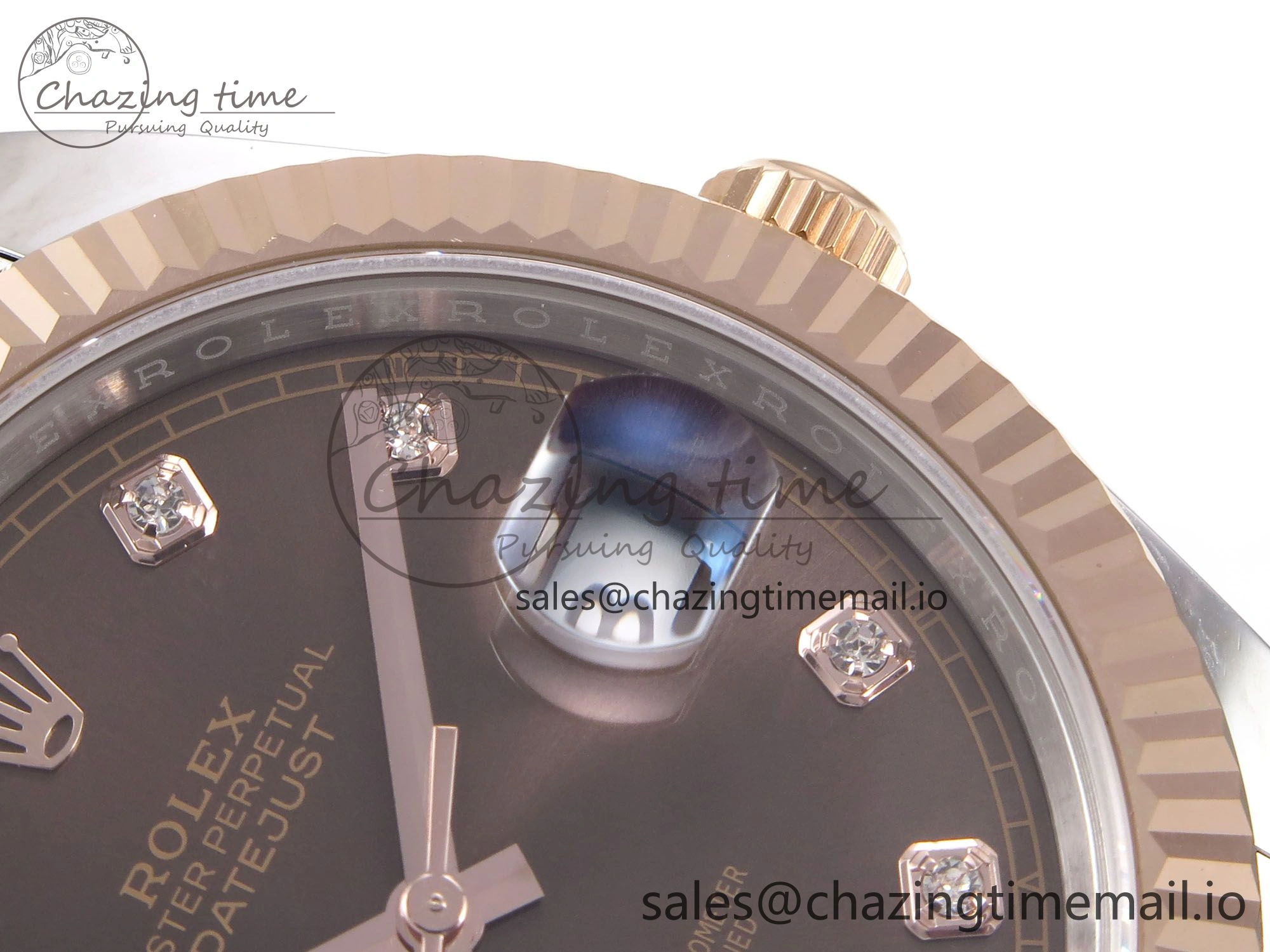 FastDry DateJust 41 126331 EWEF Best Edition Brown Diamonds Dial on SS RG Oyster Bracelet A 980