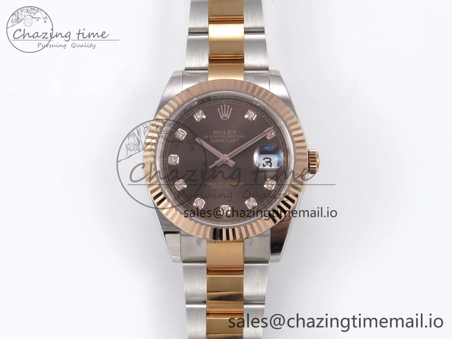 FastDry DateJust 41 126331 EWEF Best Edition Brown Diamonds Dial on SS RG Oyster Bracelet A 980