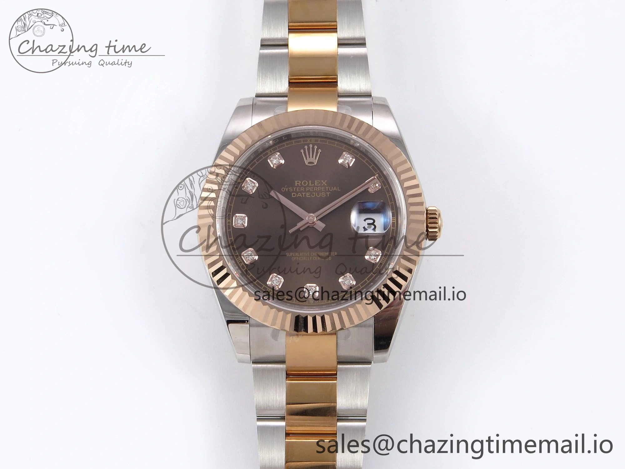 FastDry DateJust 41 126331 EWEF Best Edition Brown Diamonds Dial on SS RG Oyster Bracelet A 980