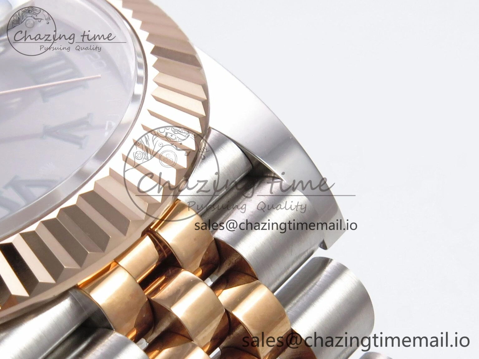 Colorful DateJust 41 126331 EWEF Best Edition Gray Dial Green Roman Marker on SS RG Jubilee Bracelet A 1000