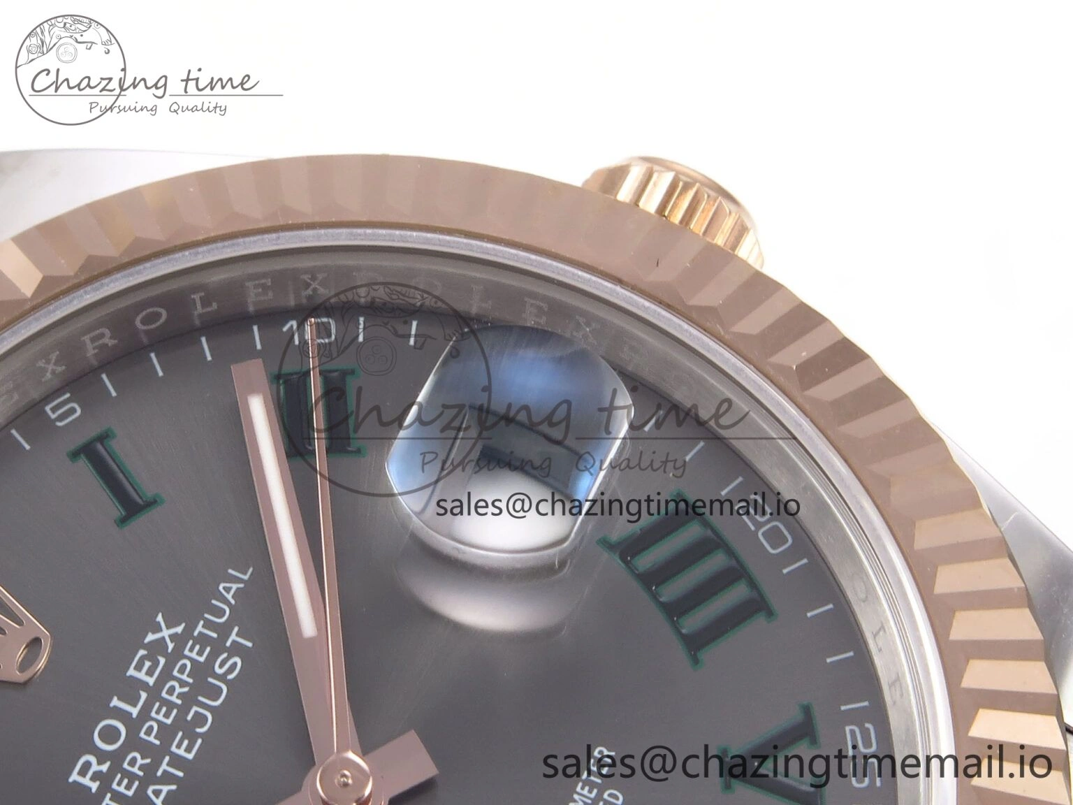 DateJust 41 126331 EWEF Best Edition Gray Dial Green Roman Marker on SS RG Oyster Bracelet A Versatile 982