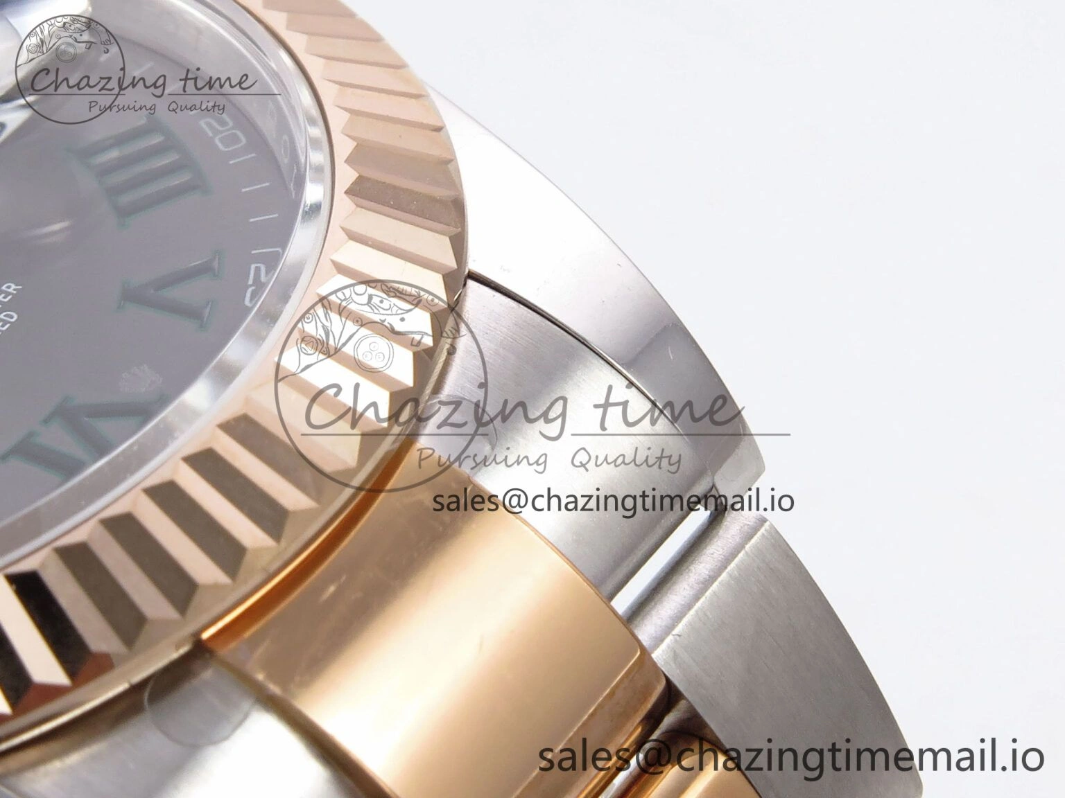 DateJust 41 126331 EWEF Best Edition Gray Dial Green Roman Marker on SS RG Oyster Bracelet A Versatile 982
