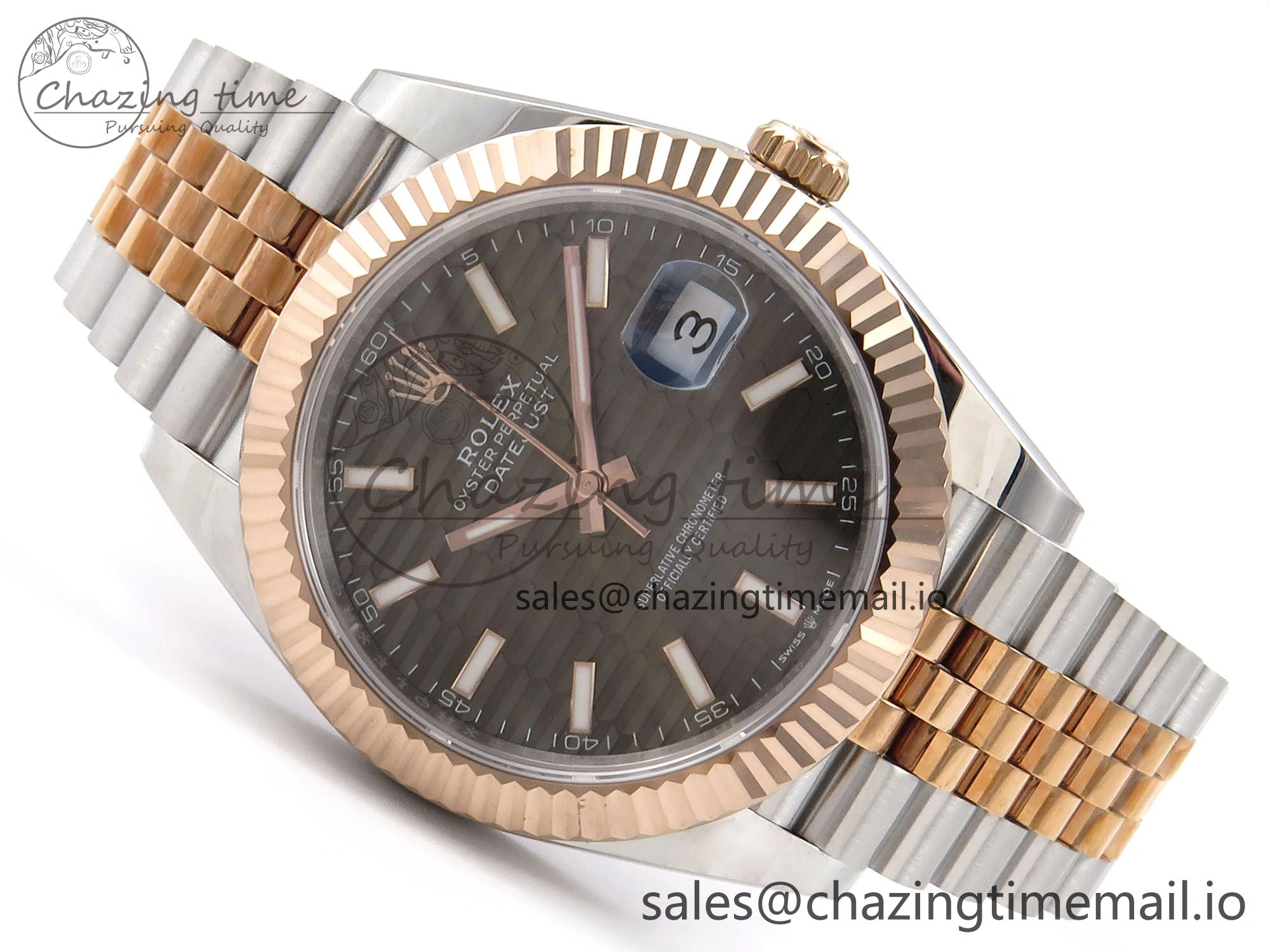 DateJust 41 126331 EWEF Best Edition Gray Textured Dial on SS RG Jubilee Bracelet A Efficient 997
