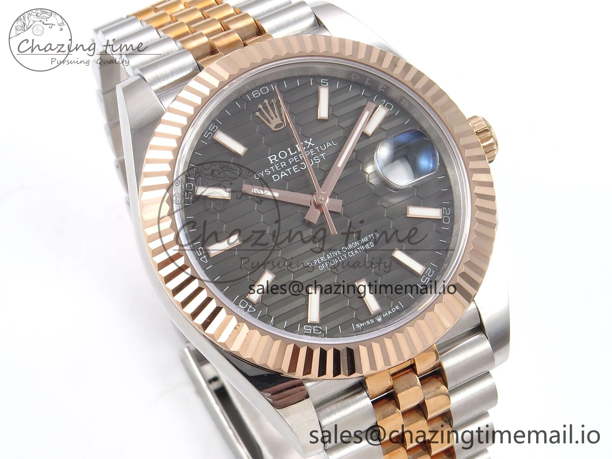 DateJust 41 126331 EWEF Best Edition Gray Textured Dial on SS RG Jubilee Bracelet A Efficient 997