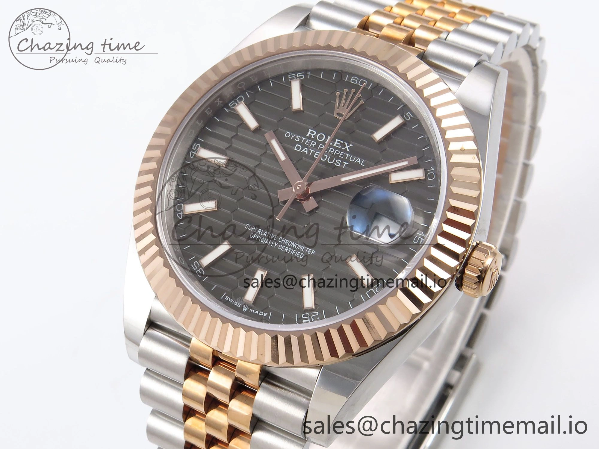 DateJust 41 126331 EWEF Best Edition Gray Textured Dial on SS RG Jubilee Bracelet A Efficient 997