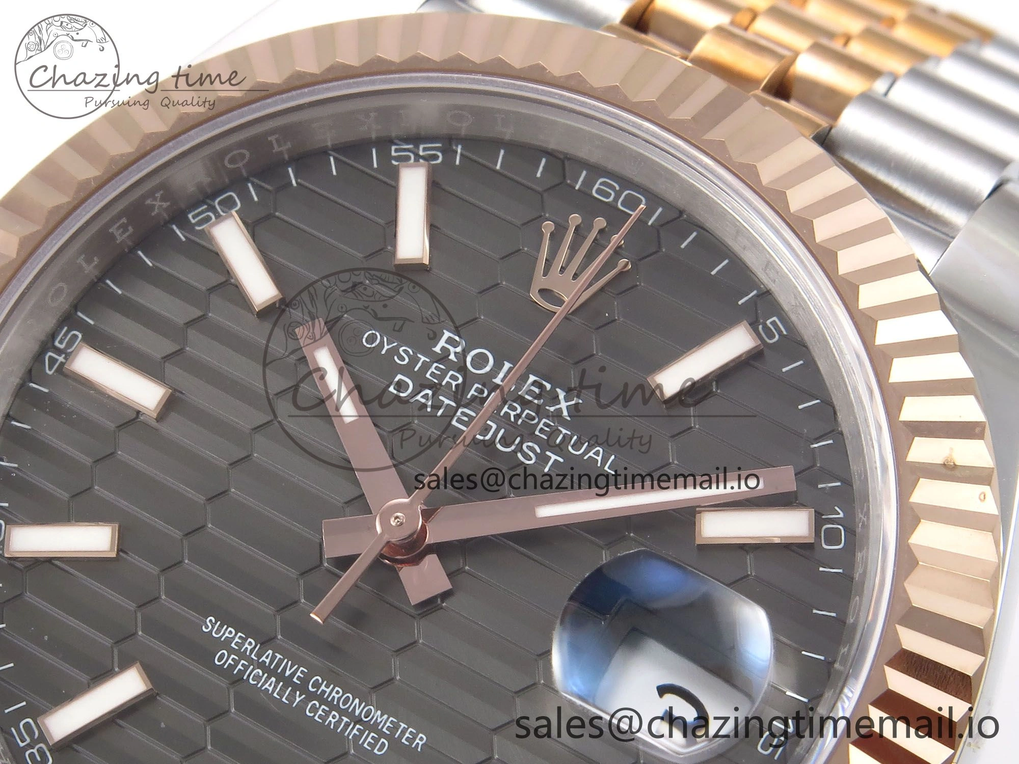 DateJust 41 126331 EWEF Best Edition Gray Textured Dial on SS RG Jubilee Bracelet A Efficient 997