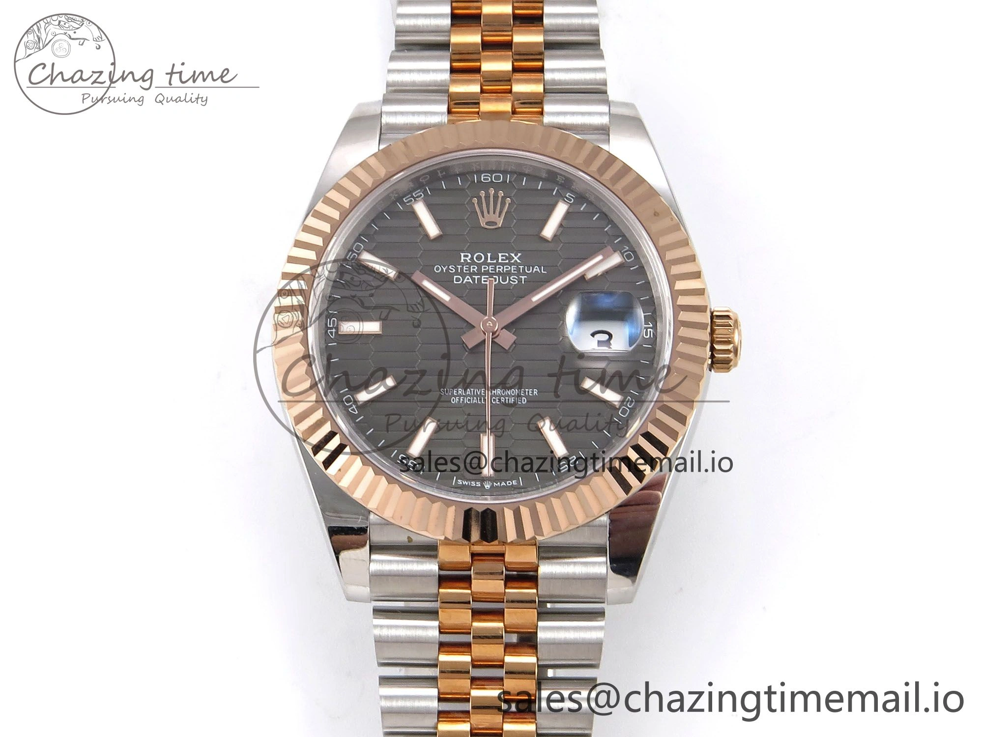 DateJust 41 126331 EWEF Best Edition Gray Textured Dial on SS RG Jubilee Bracelet A Efficient 997