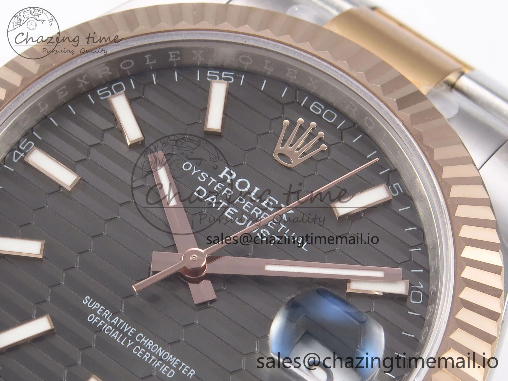 Comfortable DateJust 41 126331 EWEF Best Edition Gray Textured Dial on SS RG Oyster Bracelet A 984