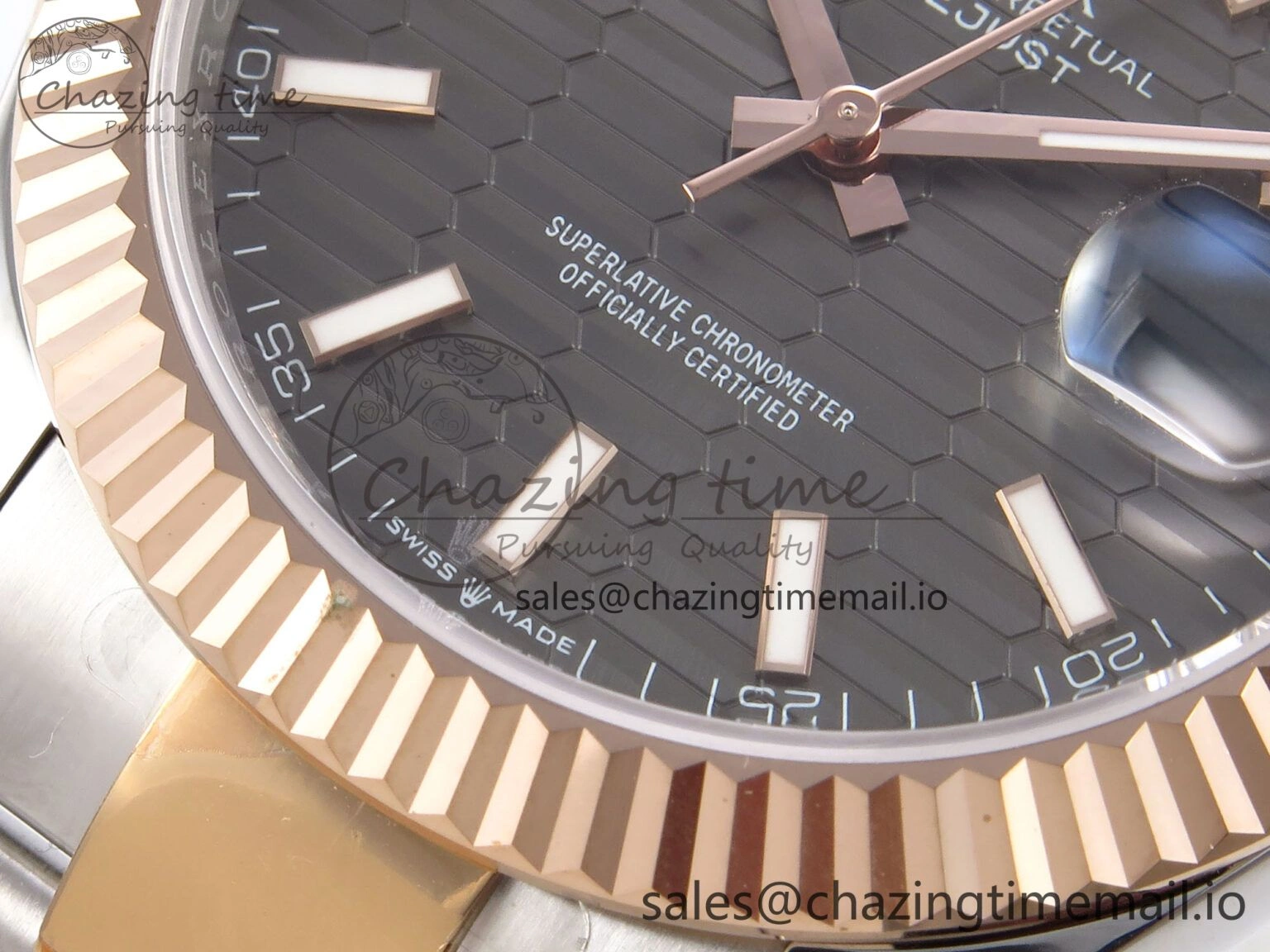 Comfortable DateJust 41 126331 EWEF Best Edition Gray Textured Dial on SS RG Oyster Bracelet A 984