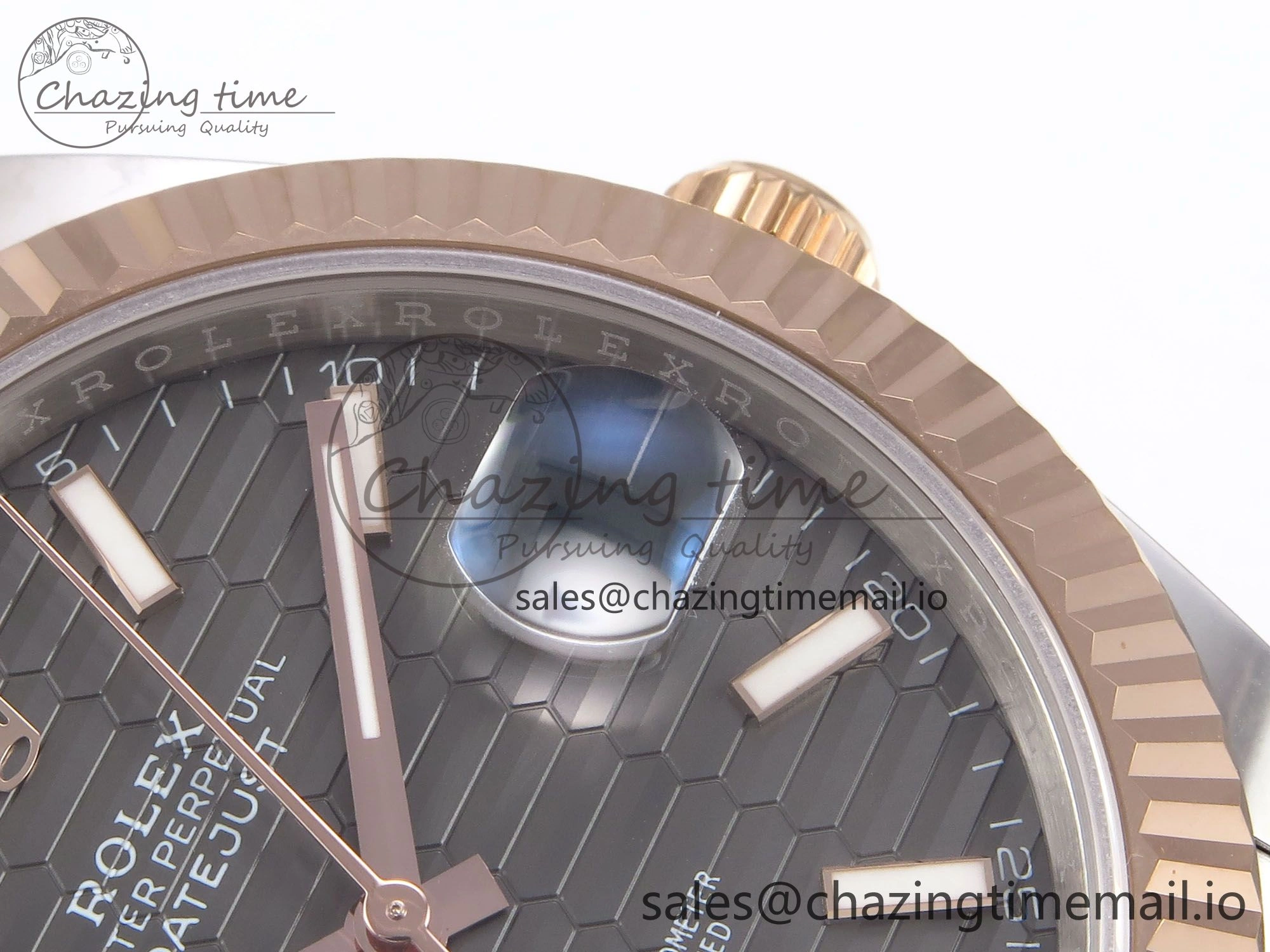 Comfortable DateJust 41 126331 EWEF Best Edition Gray Textured Dial on SS RG Oyster Bracelet A 984