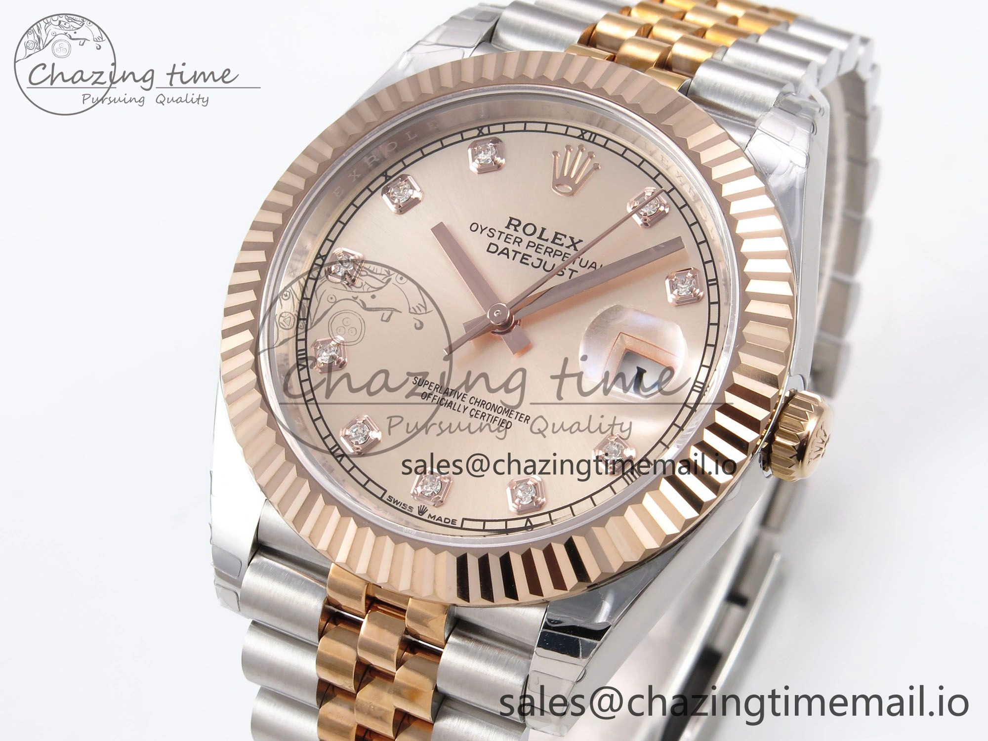 Lightweight DateJust 41 126331 EWEF Best Edition RG Diamonds Dial on SS RG Jubilee Bracelet A 999
