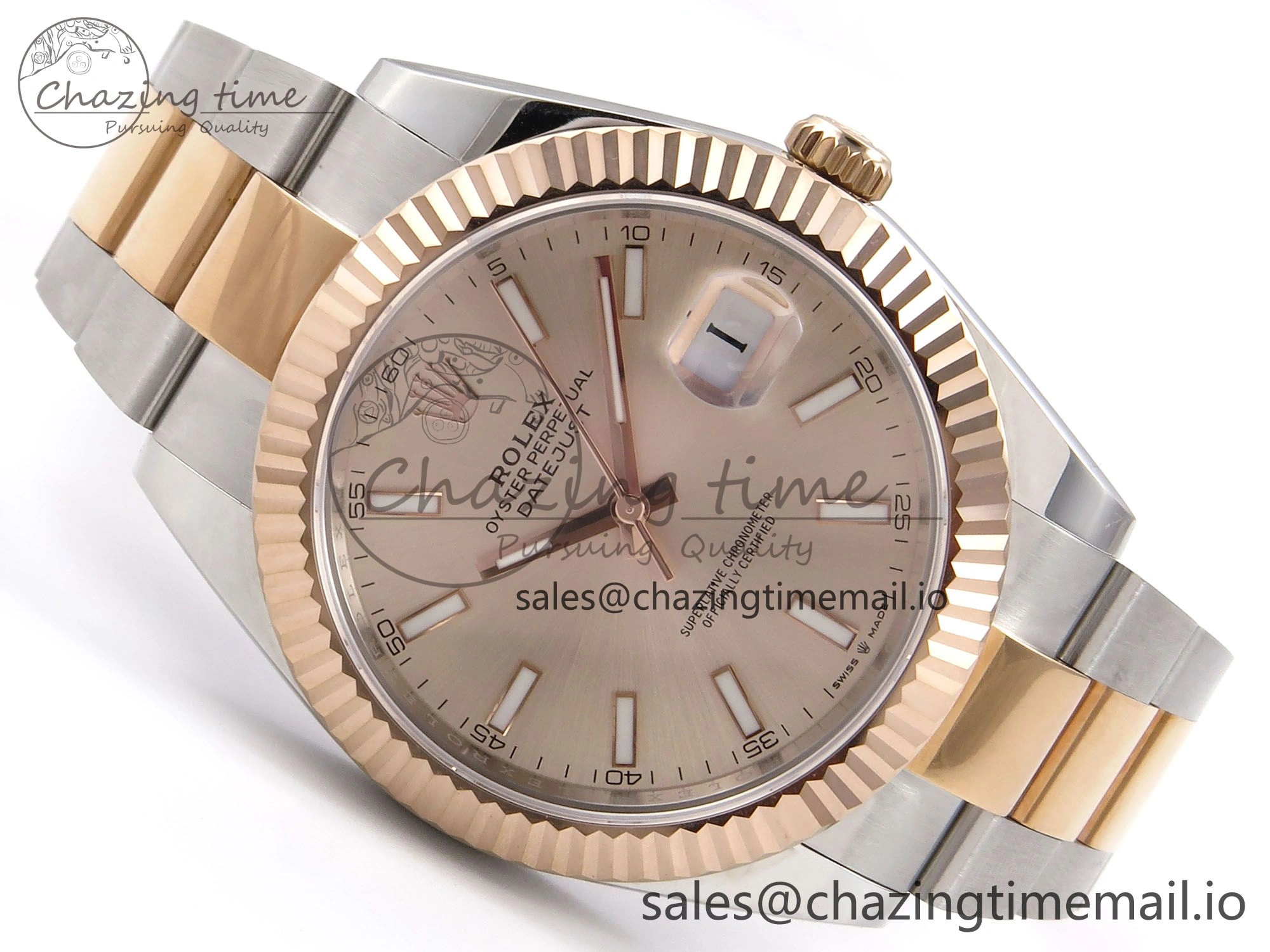 DateJust 41 126331 EWEF Best Edition RG Stick Dial on SS RG Oyster Bracelet A ZeroBulk 983