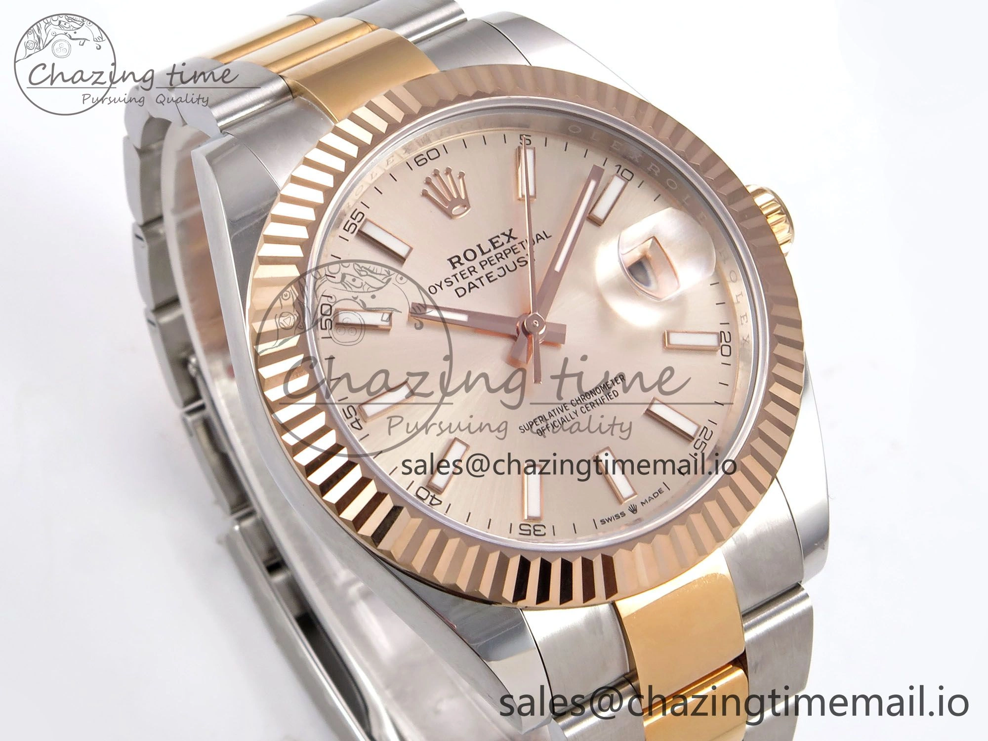 DateJust 41 126331 EWEF Best Edition RG Stick Dial on SS RG Oyster Bracelet A ZeroBulk 983