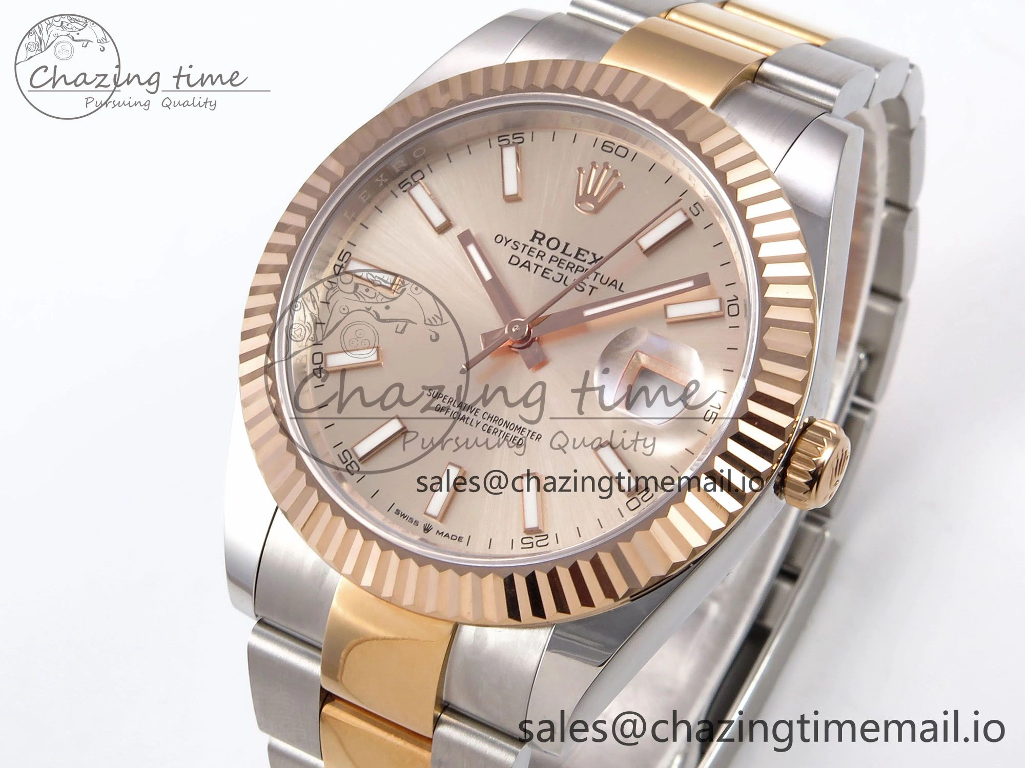 DateJust 41 126331 EWEF Best Edition RG Stick Dial on SS RG Oyster Bracelet A ZeroBulk 983