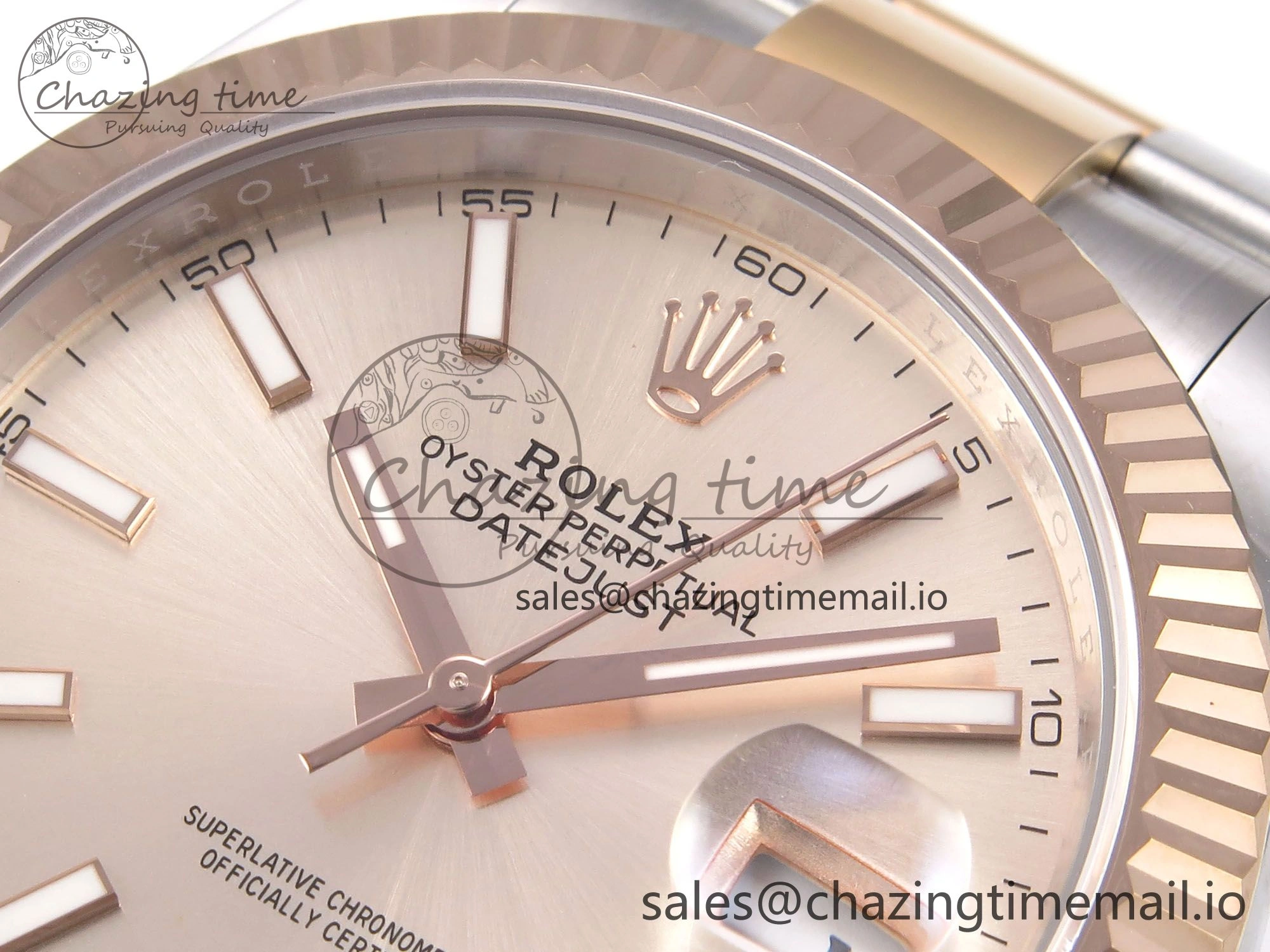 DateJust 41 126331 EWEF Best Edition RG Stick Dial on SS RG Oyster Bracelet A ZeroBulk 983