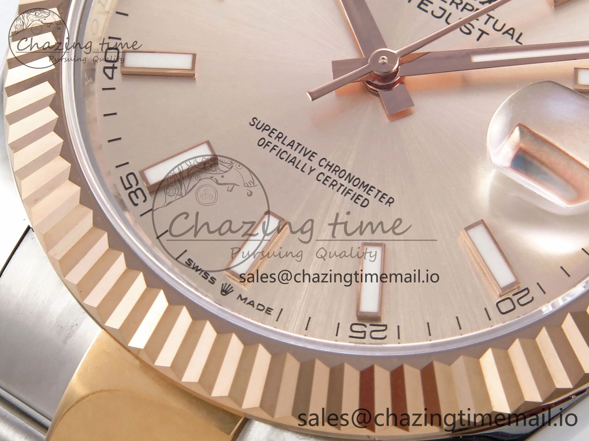DateJust 41 126331 EWEF Best Edition RG Stick Dial on SS RG Oyster Bracelet A ZeroBulk 983