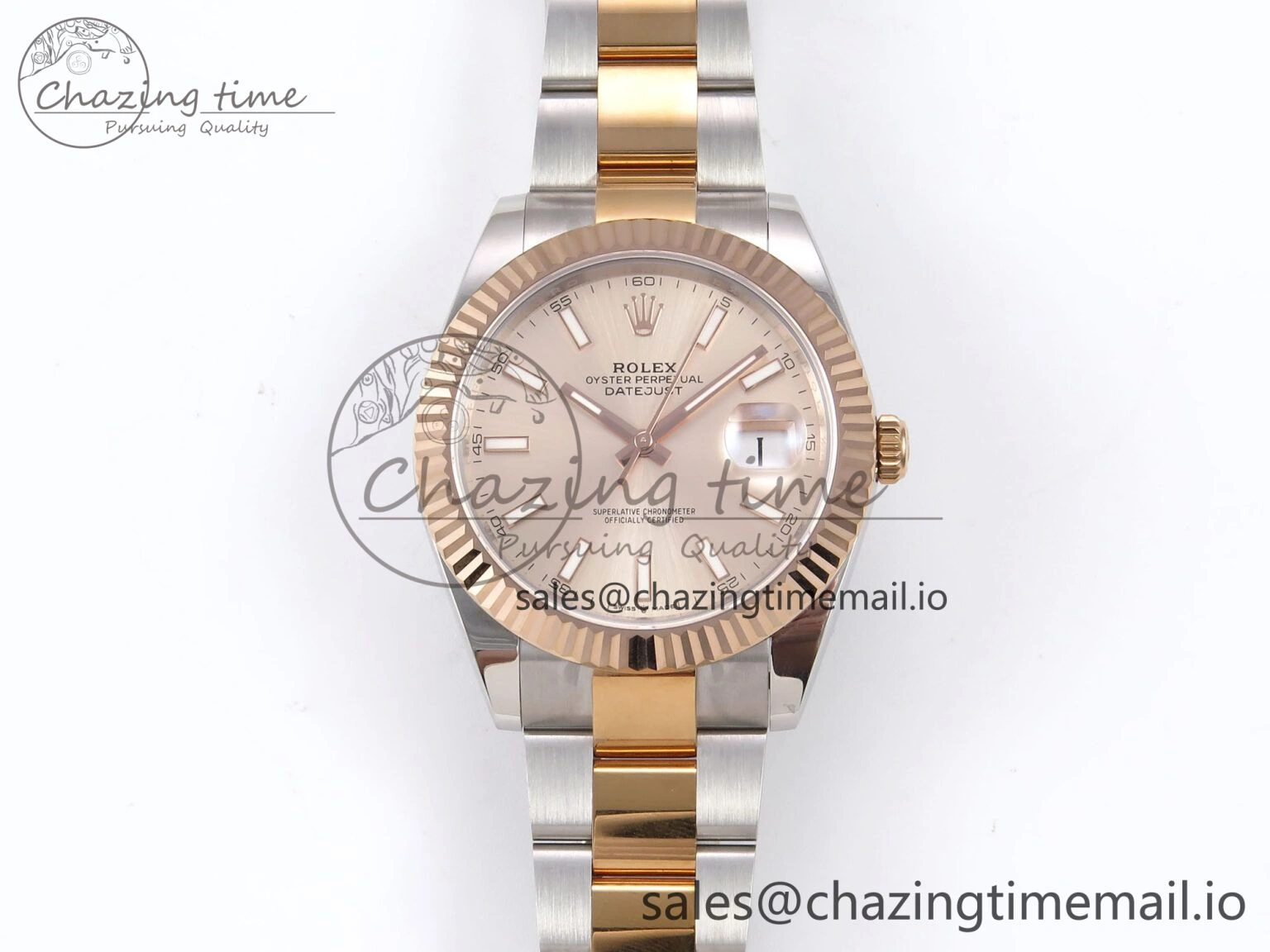 DateJust 41 126331 EWEF Best Edition RG Stick Dial on SS RG Oyster Bracelet A ZeroBulk 983