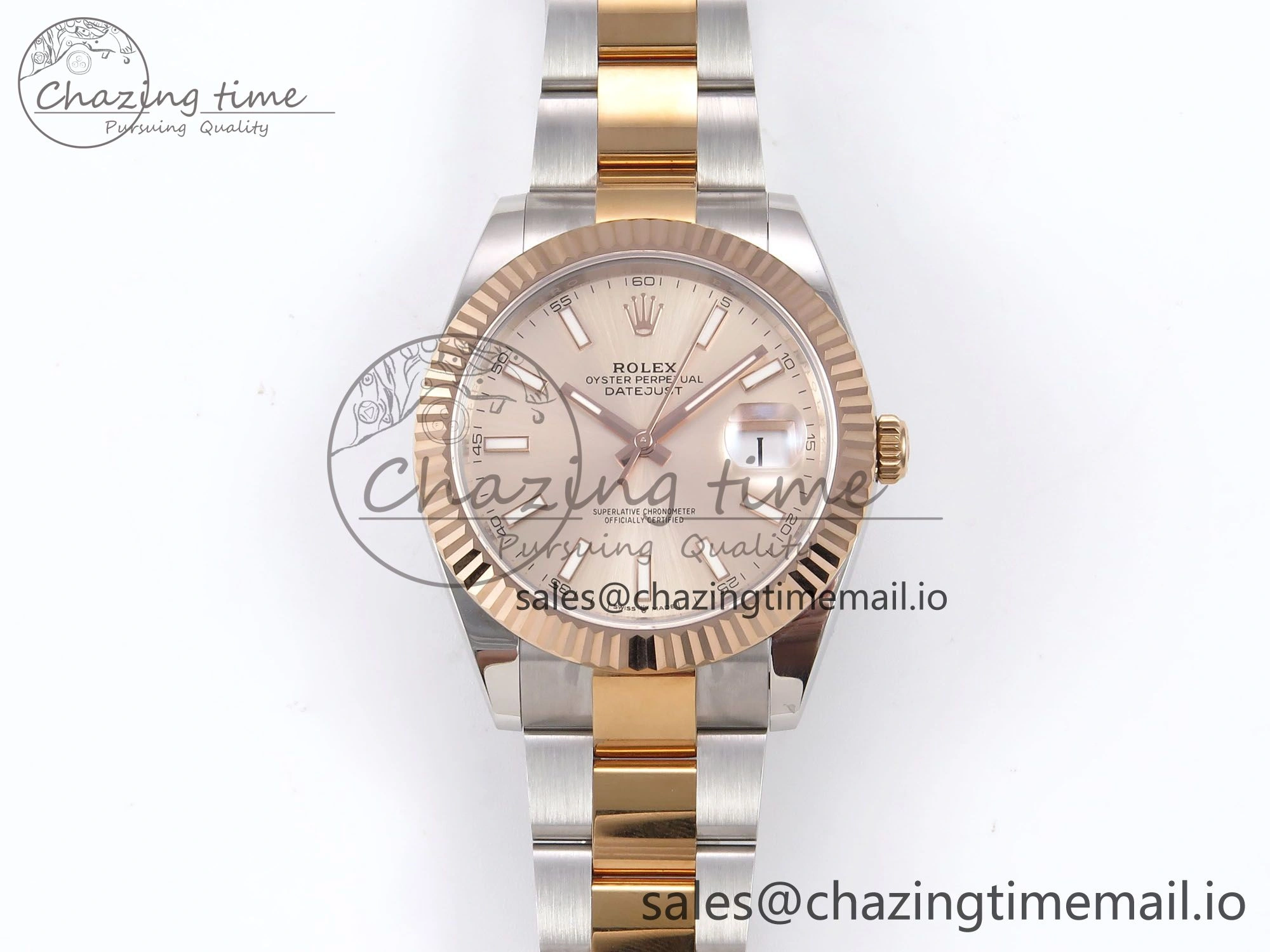 DateJust 41 126331 EWEF Best Edition RG Stick Dial on SS RG Oyster Bracelet A ZeroBulk 983