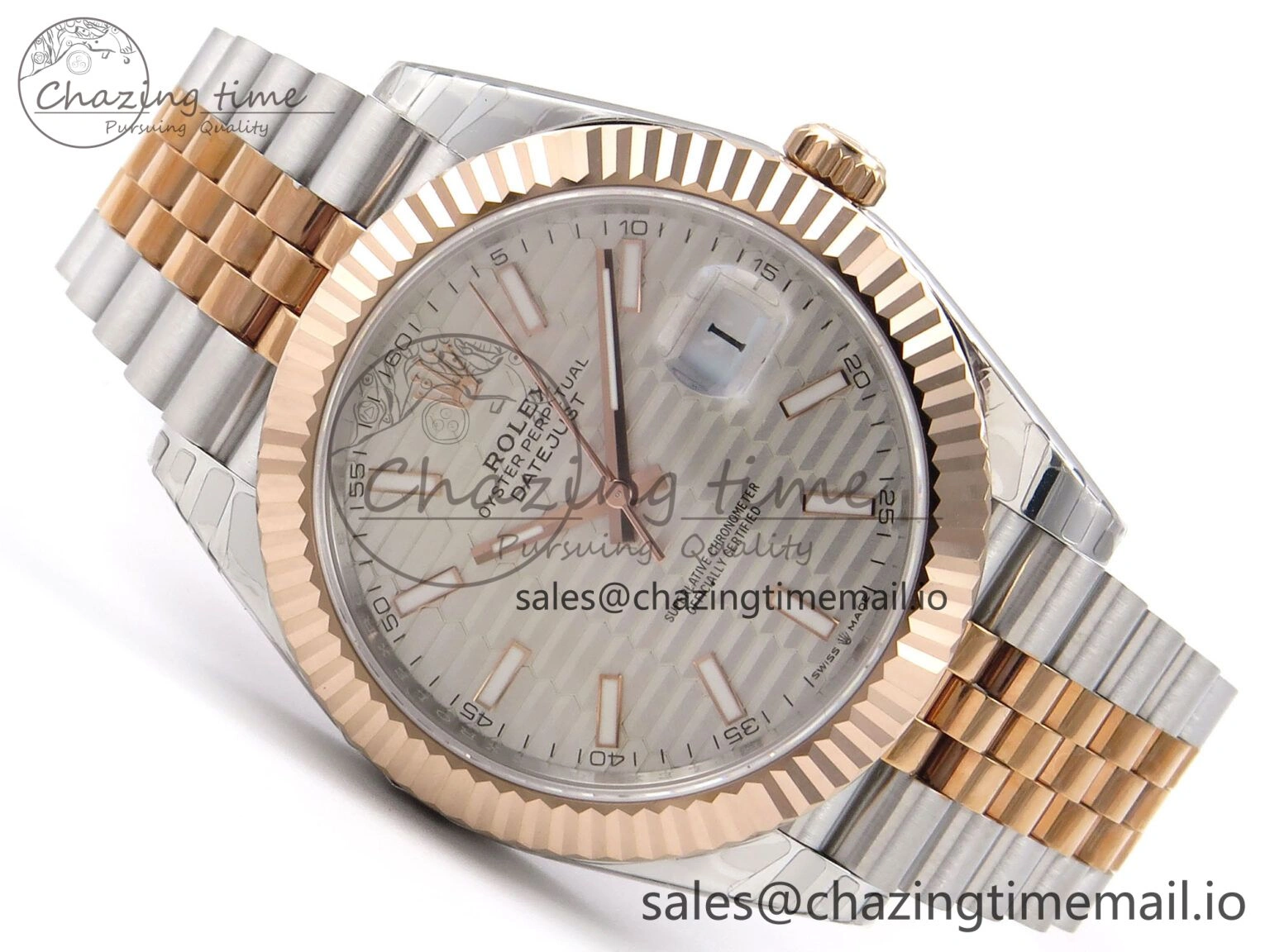 Modern DateJust 41 126331 EWEF Best Edition Silver Textured Dial on SS RG Jubilee Bracelet A 994