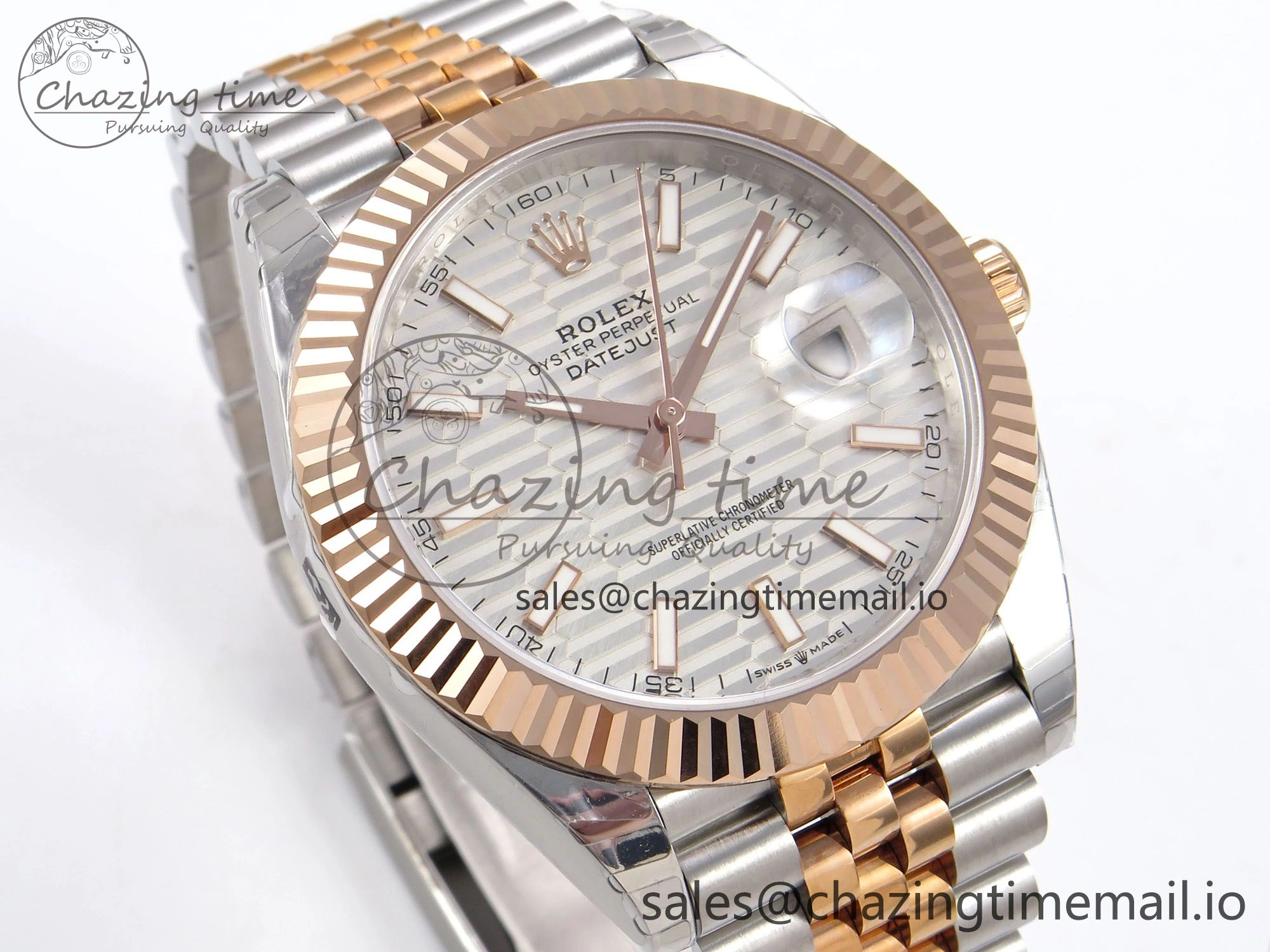 Modern DateJust 41 126331 EWEF Best Edition Silver Textured Dial on SS RG Jubilee Bracelet A 994
