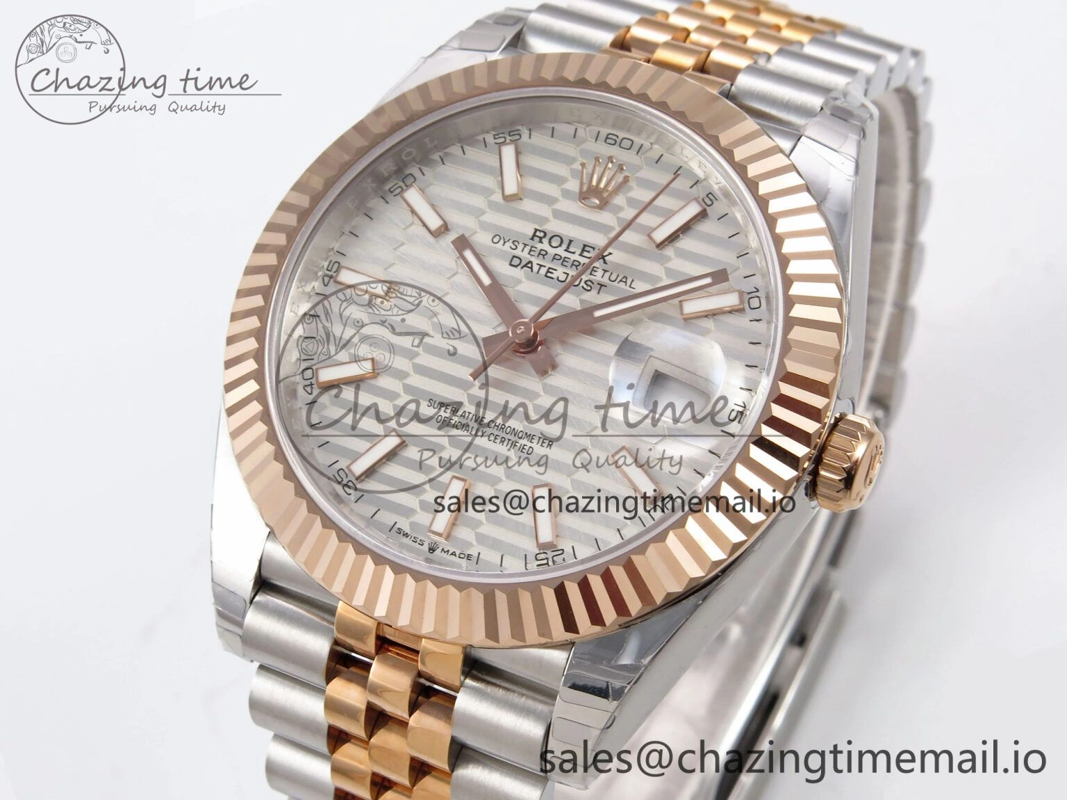 Modern DateJust 41 126331 EWEF Best Edition Silver Textured Dial on SS RG Jubilee Bracelet A 994