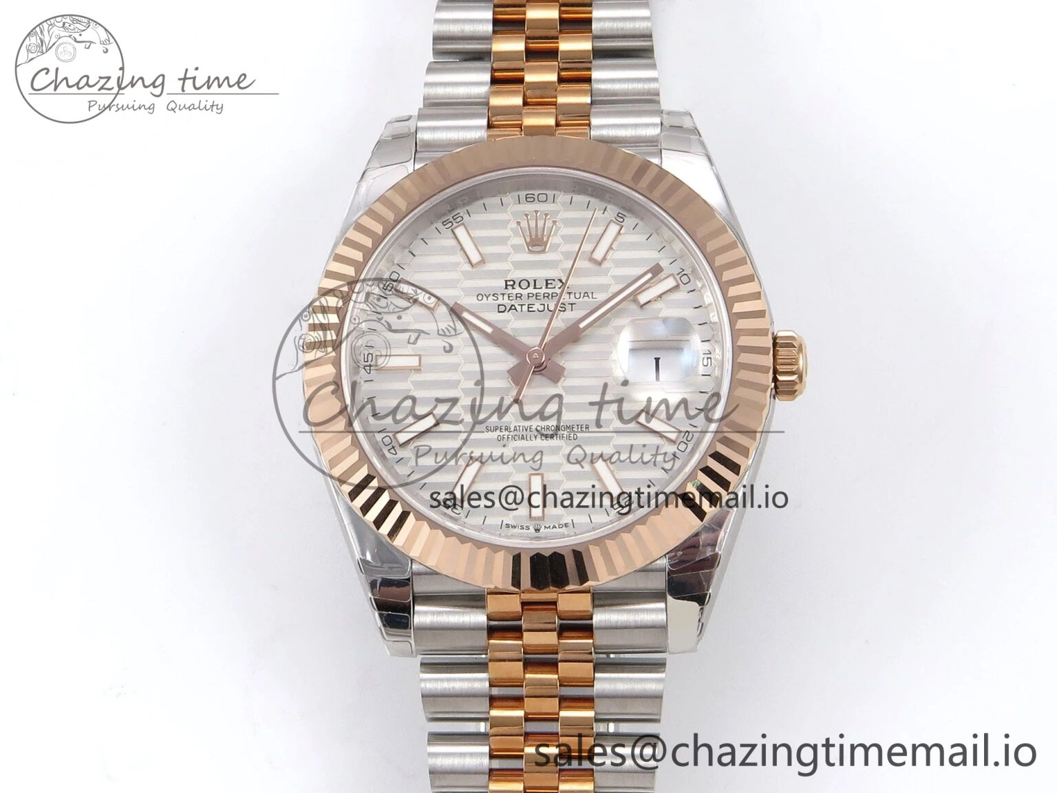Modern DateJust 41 126331 EWEF Best Edition Silver Textured Dial on SS RG Jubilee Bracelet A 994