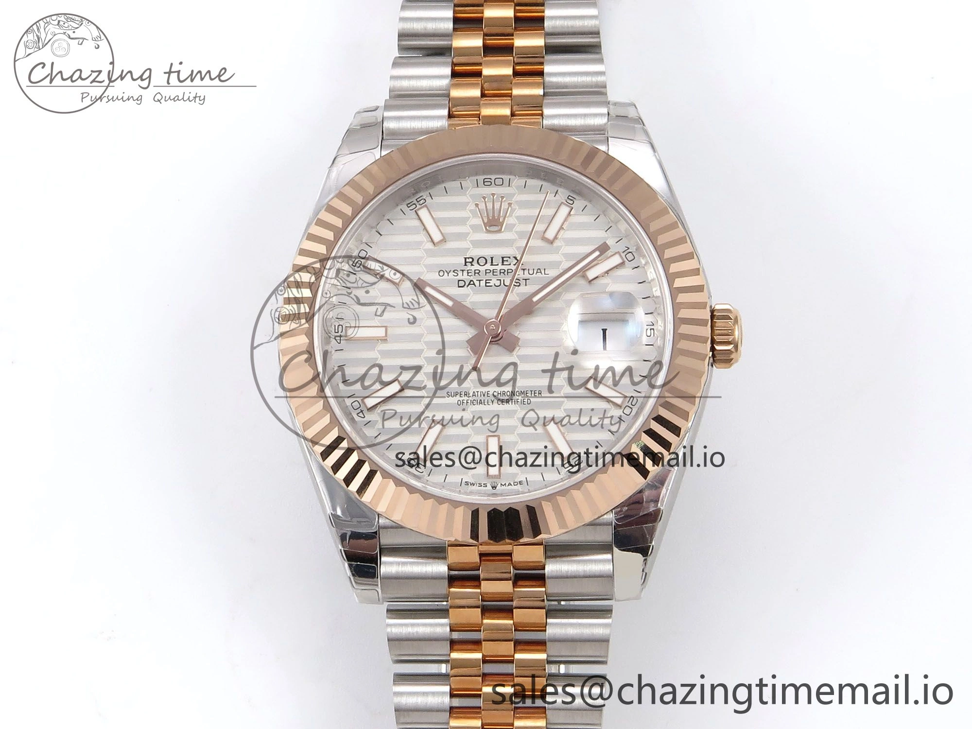 Modern DateJust 41 126331 EWEF Best Edition Silver Textured Dial on SS RG Jubilee Bracelet A 994