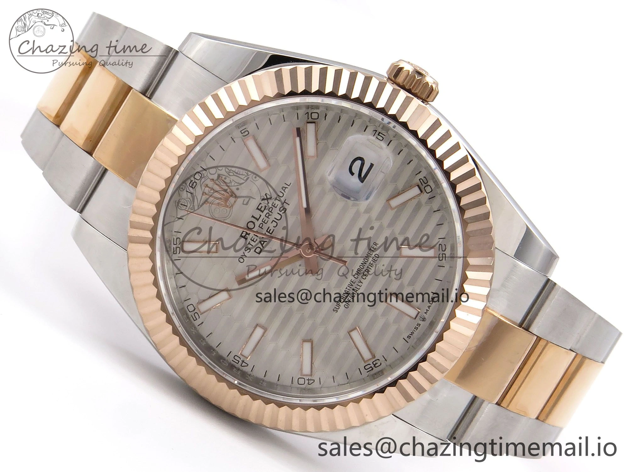 Affordable DateJust 41 126331 EWEF Best Edition Silver Textured Dial on SS RG Oyster Bracelet A 979